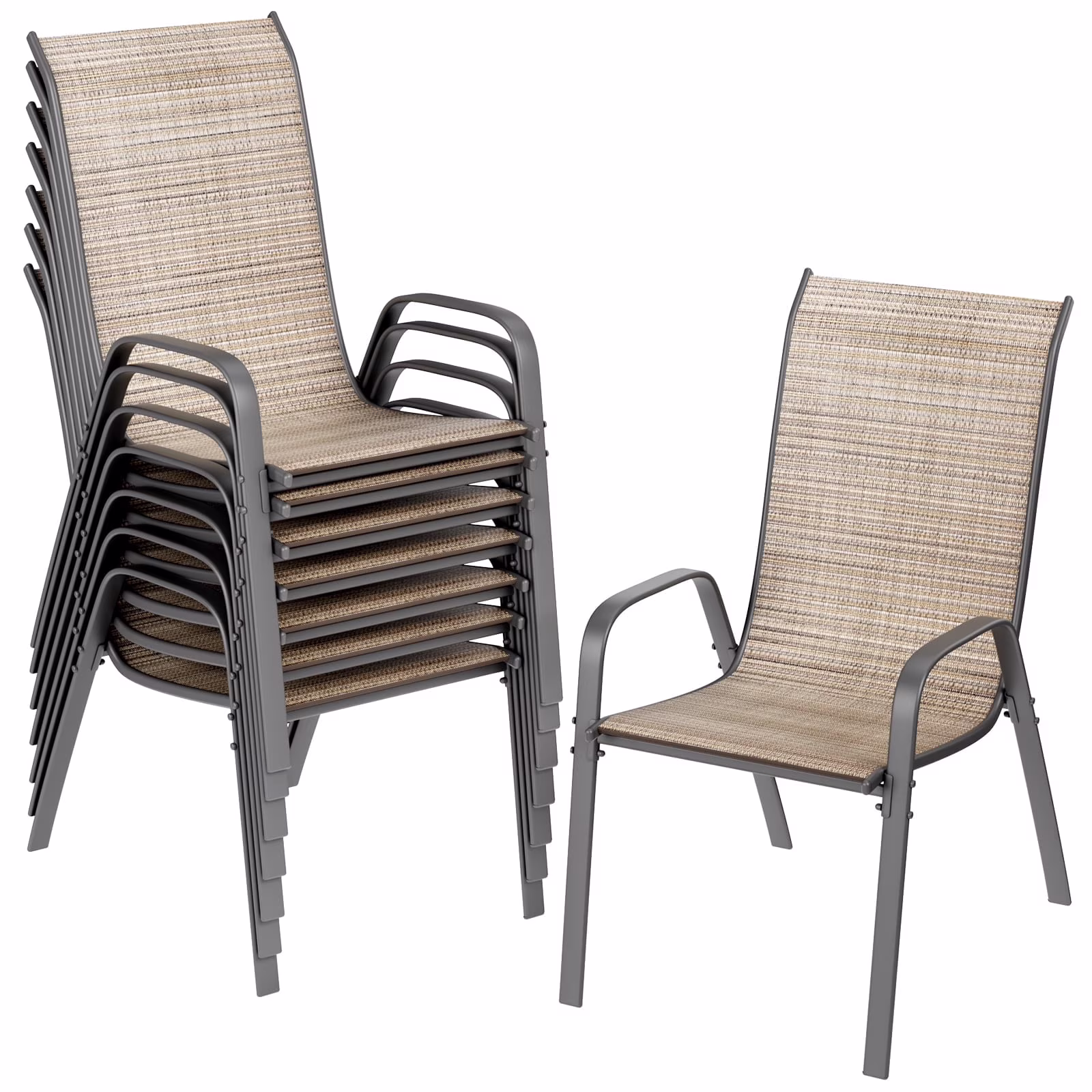 Arlopu 8Pcs Patio Dining Chairs Outdoor Stackable Armrest Chairs for Lawn Garden Backyard - Image 13