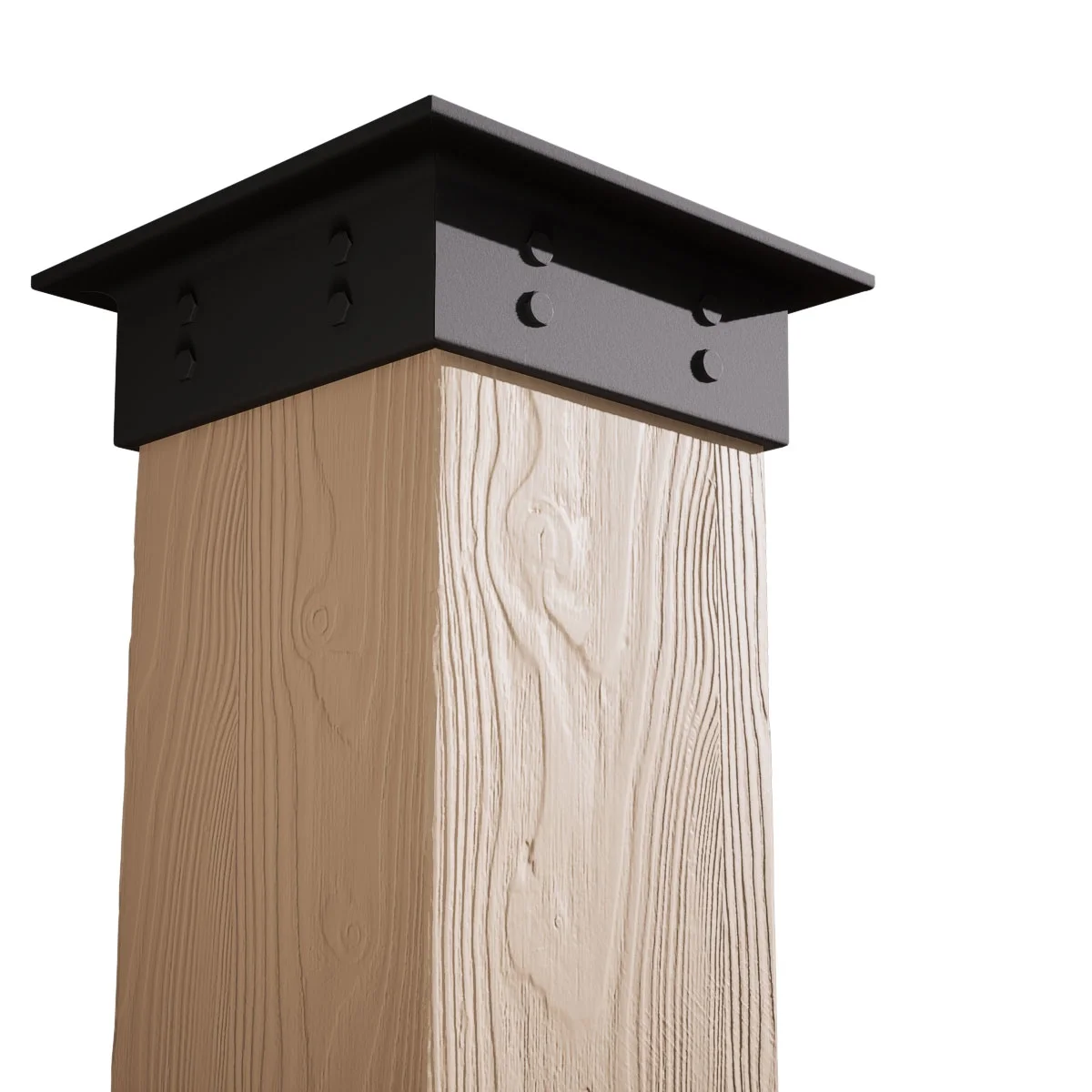 Ekena Millwork 6"W x 5'H Sand Blasted Endurathane Faux Wood Non-Tapered Square Column Wrap with Faux Iron Capital & Base - Image 4