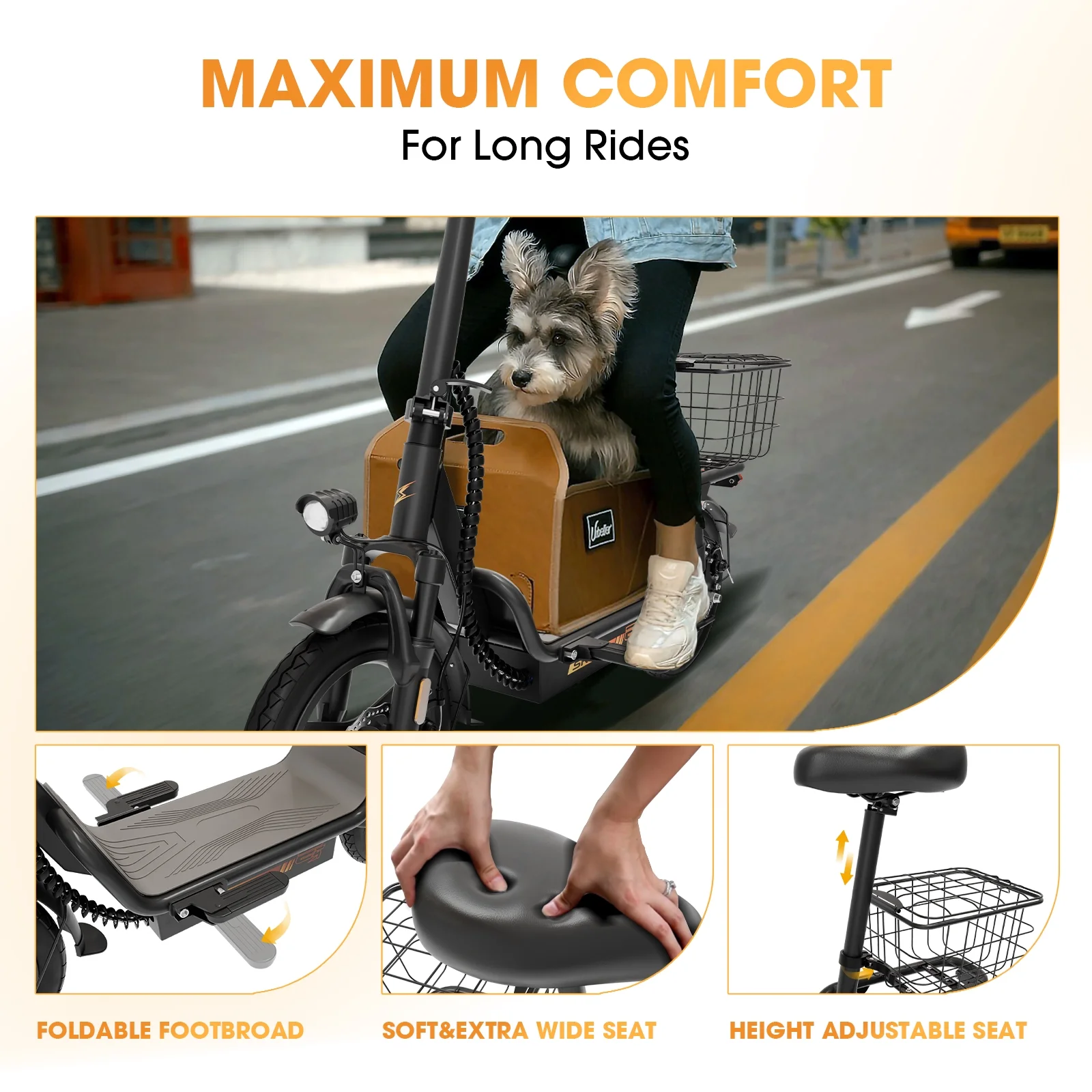 Skeri Electric Scooter with Seat for Adult and Basket, 14 Inch Tire Electric Scooter with Dual Shock Absorbers, 350W Motor with 25-Mile Range, Speed Up to 20 MPH (Gen 2.0) - Image 11