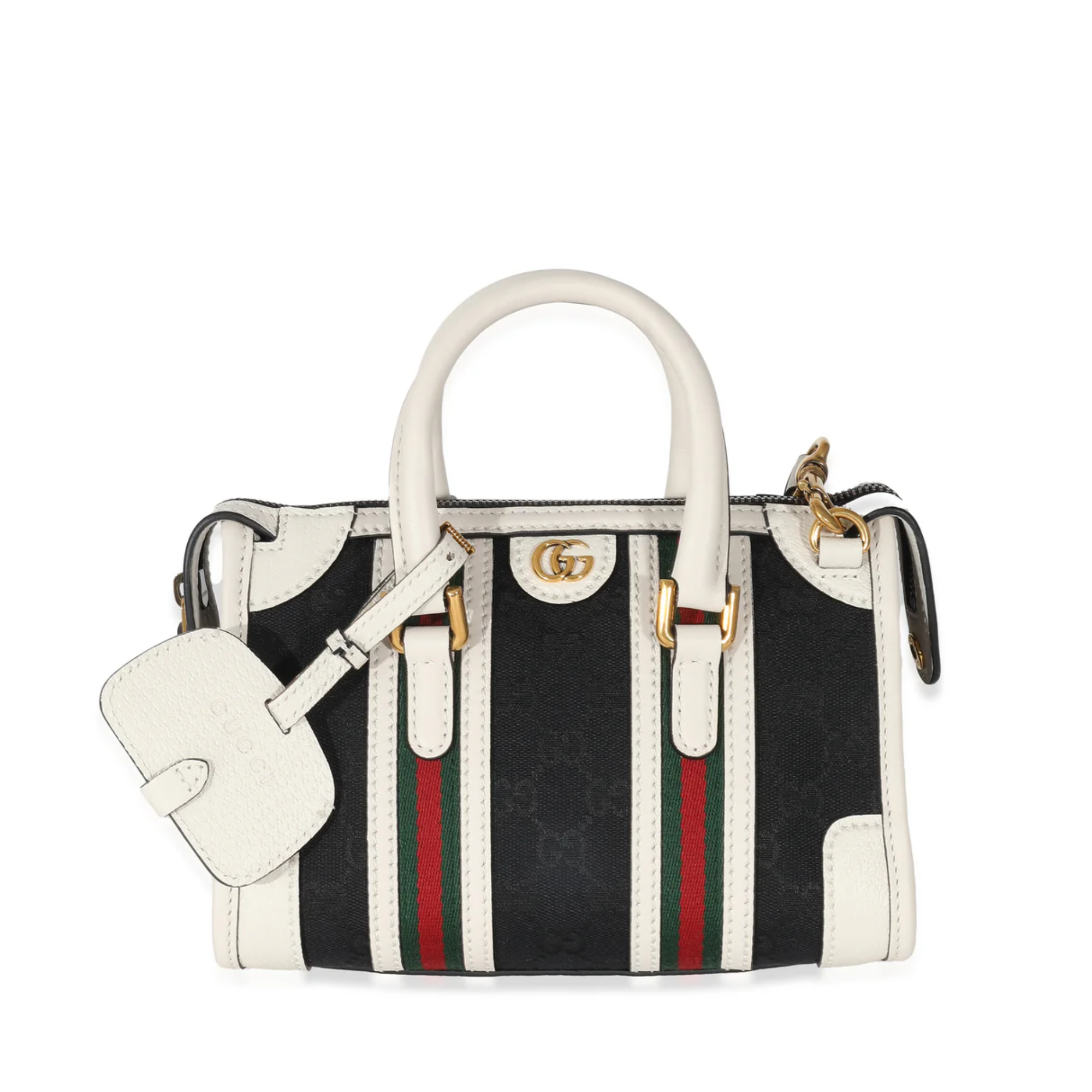 Gucci Black White Canvas Mini Double G Top Handle Bag 22cm/8.6in1:1High-quality replica