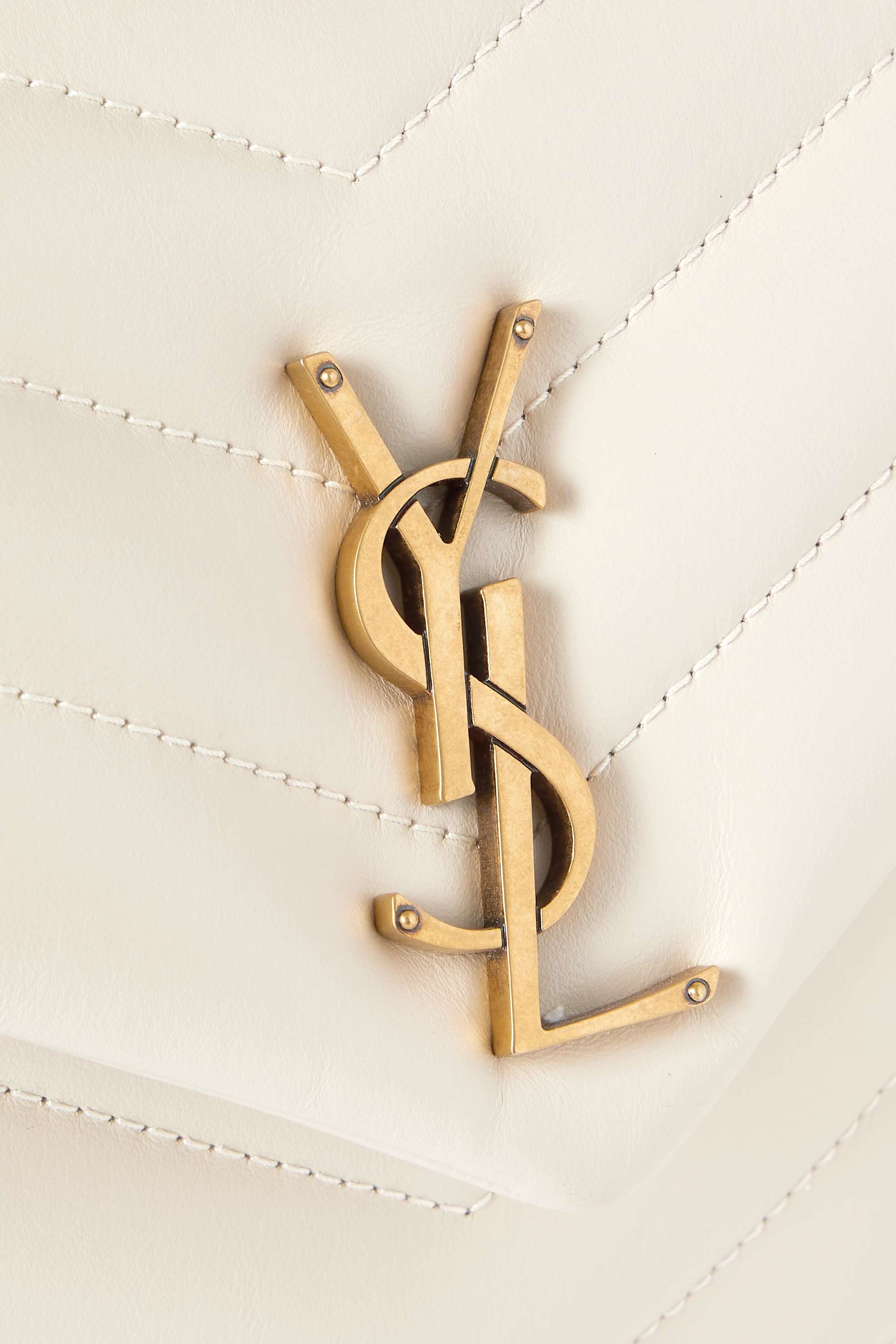 Saint Laurent YSL Loulou Small Quilted Leather Shoulder Bag white