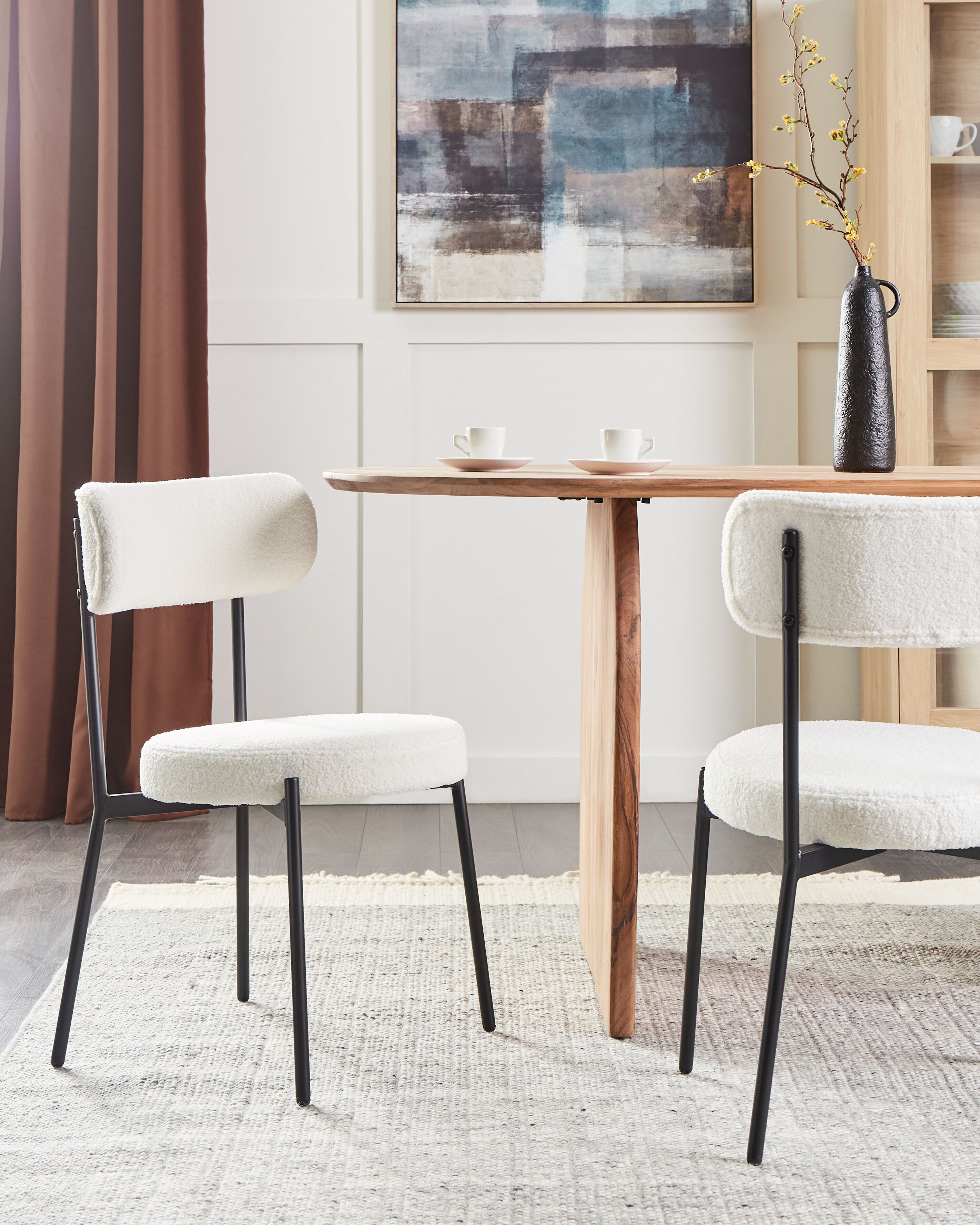 Set of 2 Dining Chairs ALLISON Boucle White