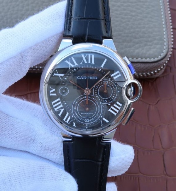 Replica Cartier Ballon Bleu De Cartier Chrono SS Black Dial A8101 - Top club