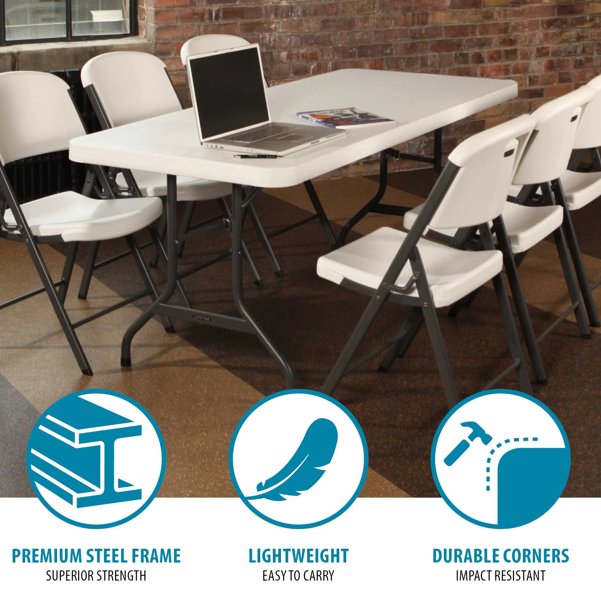 Lifetime 6' Commercial Grade High-Quality Folding Table, White - Image 5