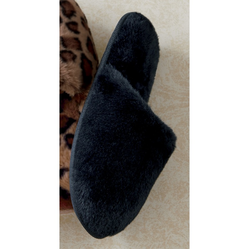Furry Scuff Slipper for Women with Rubber Outsole and Memory Foam - MIDNIGHT VELVET CATALOG