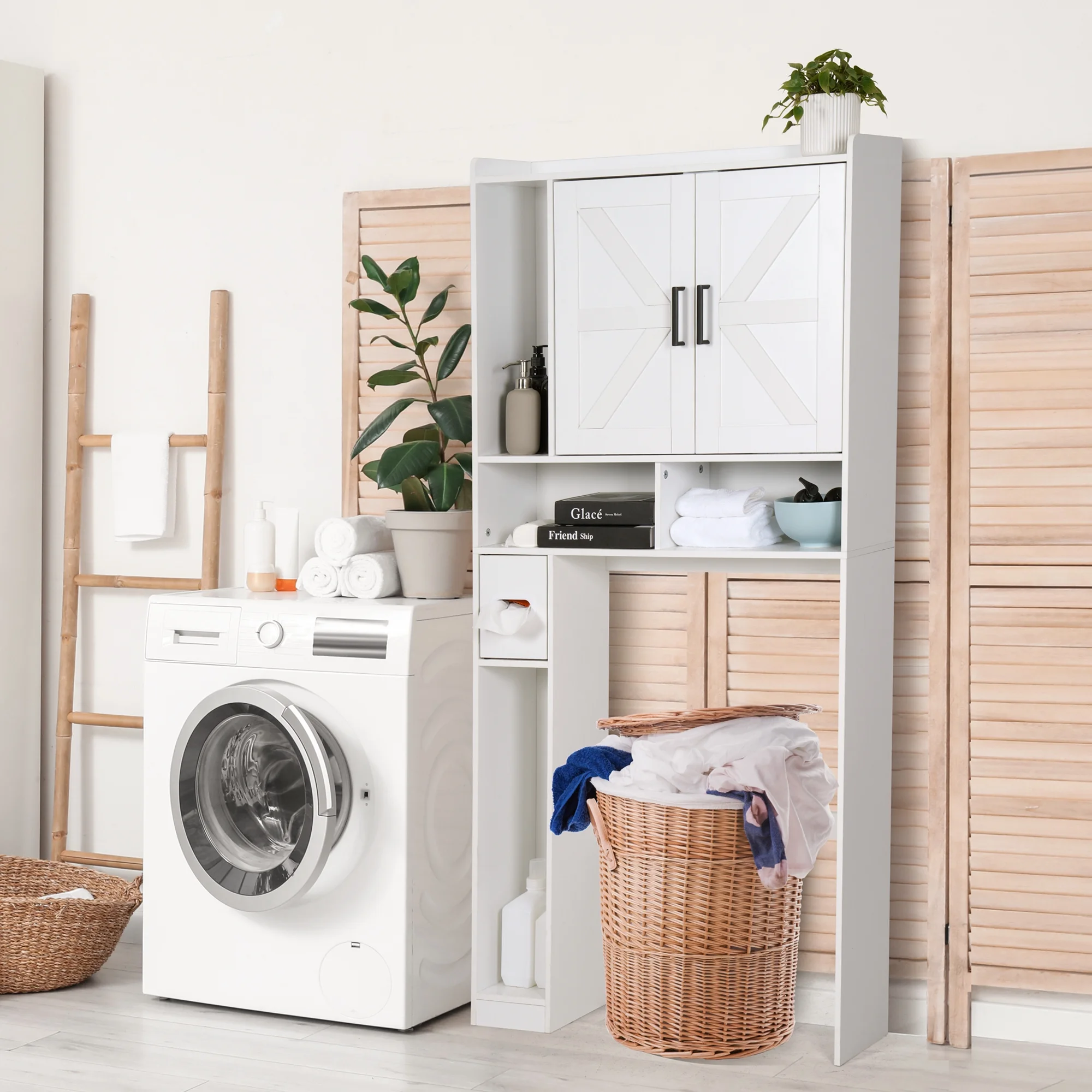 YISUFO Over the Toilet Storage Cabinet, Freestanding Bathroom Organizer with Adjustable Shelves, Waterproof, 65