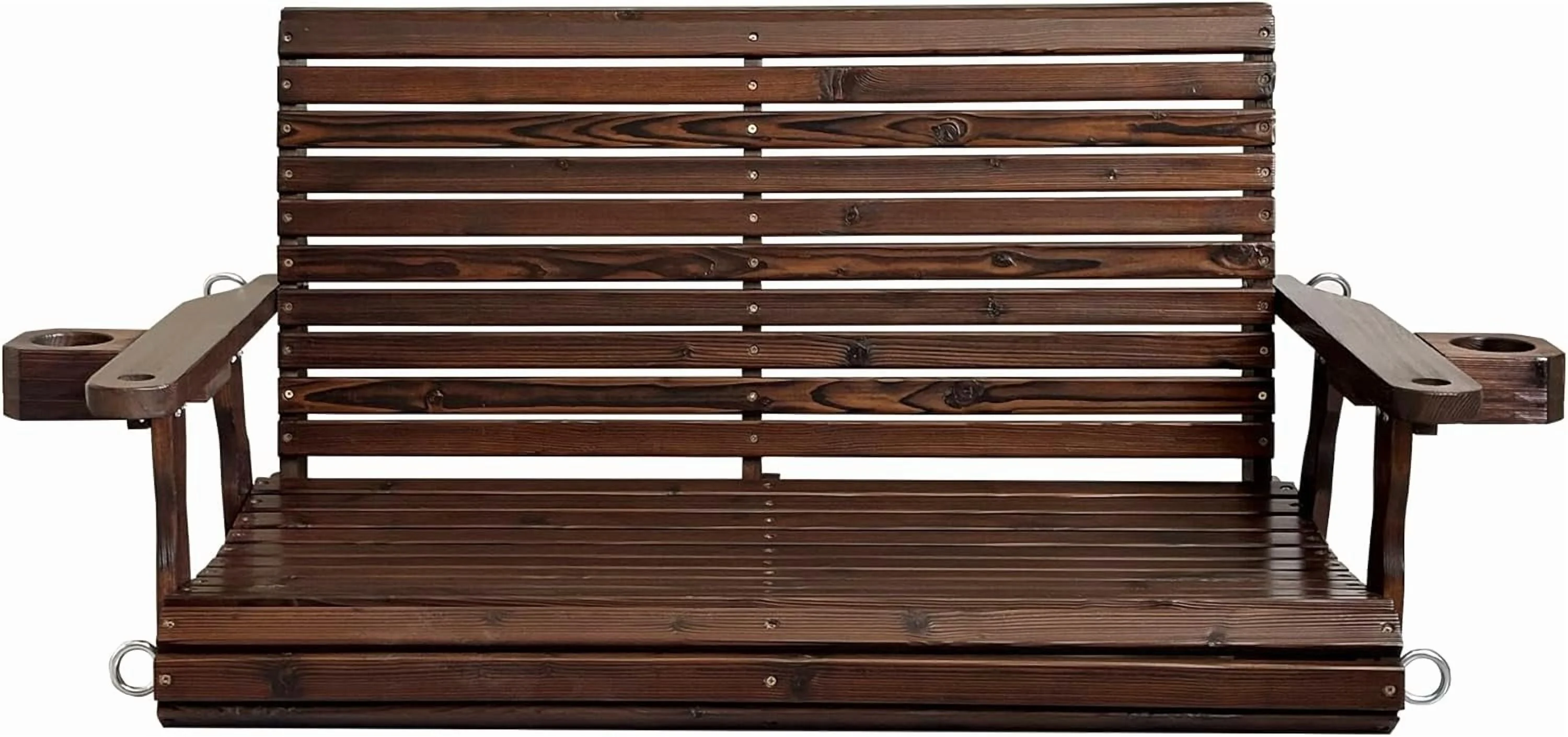 Fortune Candy 3 Person Outdoor Wood Hanging Swing, Heavy Duty 880 lbs Wood Porch Swing, Brown-5ft - Image 48