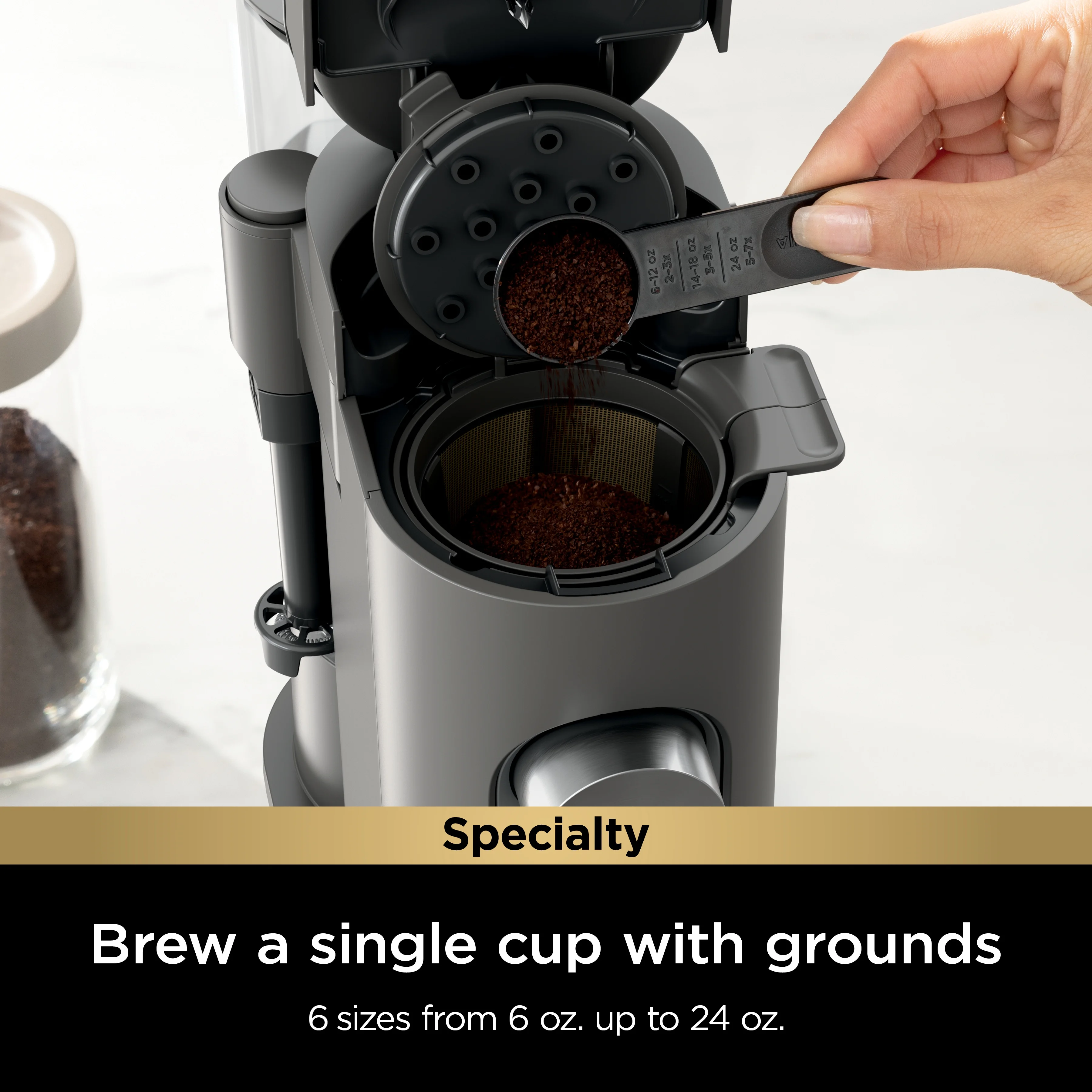 Ninja Single Serve Pods & Grounds Specialty Coffee Brewer, 4 Brew Styles, Gray, PB050 - Image 2