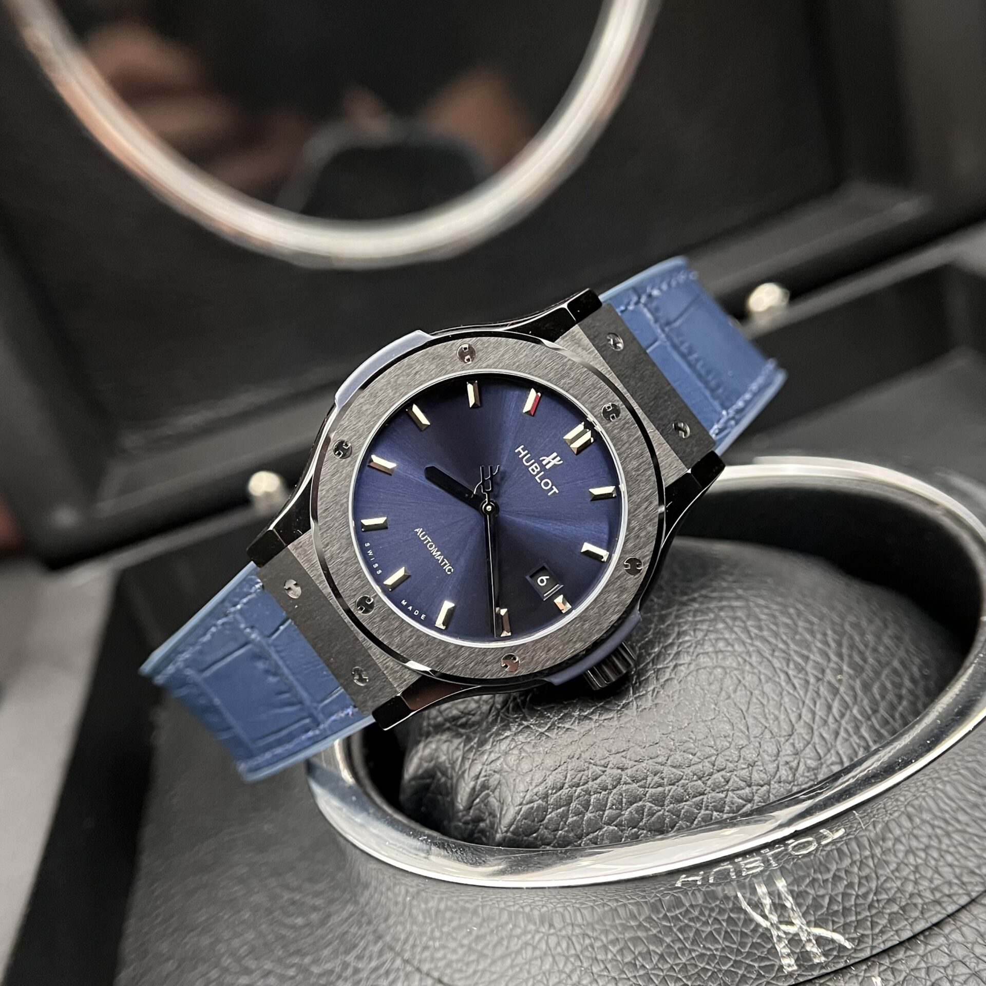 Hublot Classic Fusion Ceramic Charcoal Blue Replica Watch JJZ 42mm - Elite Watch Atelier