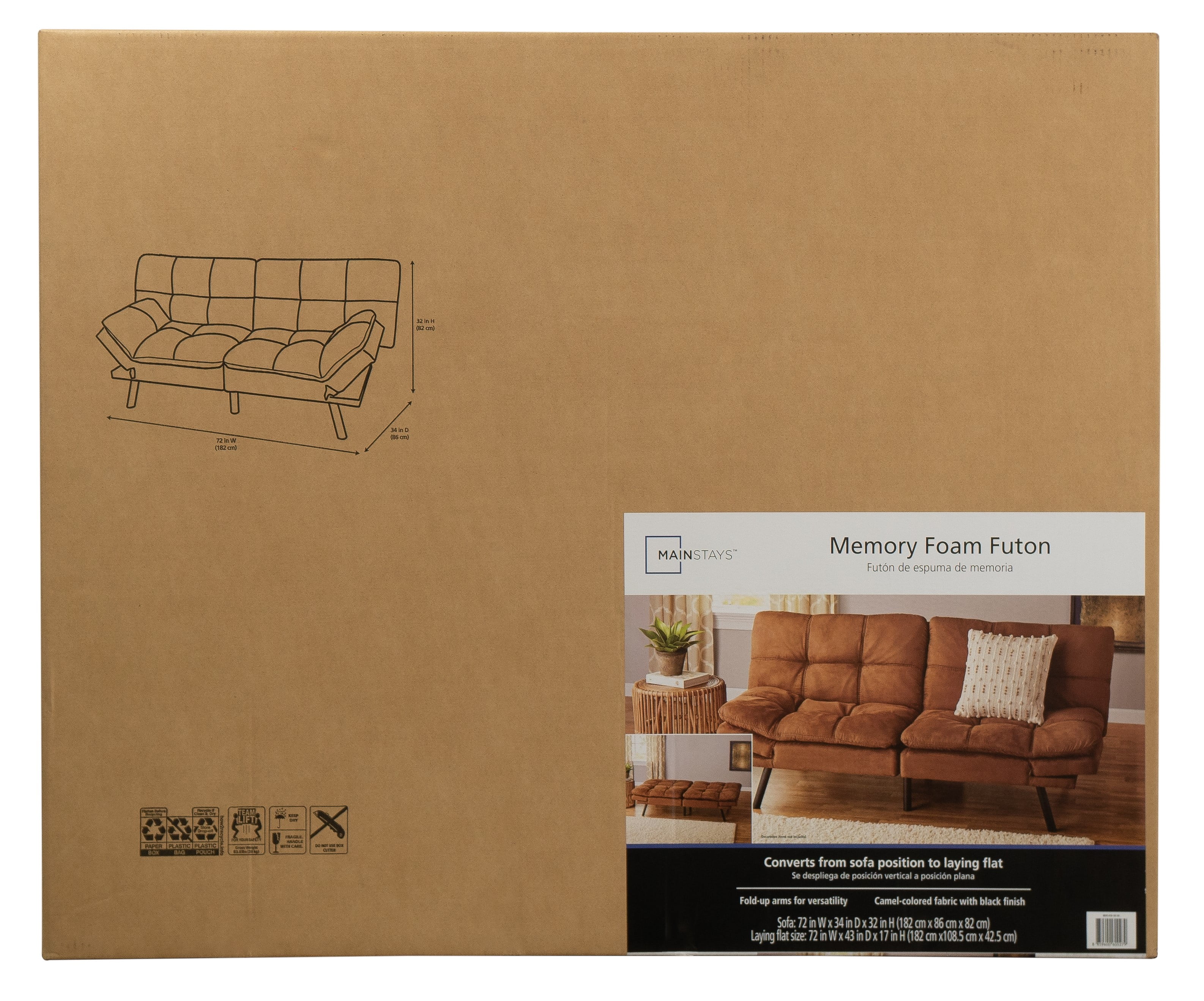 Mainstays Memory Foam Futon with 72",Black - Image 40