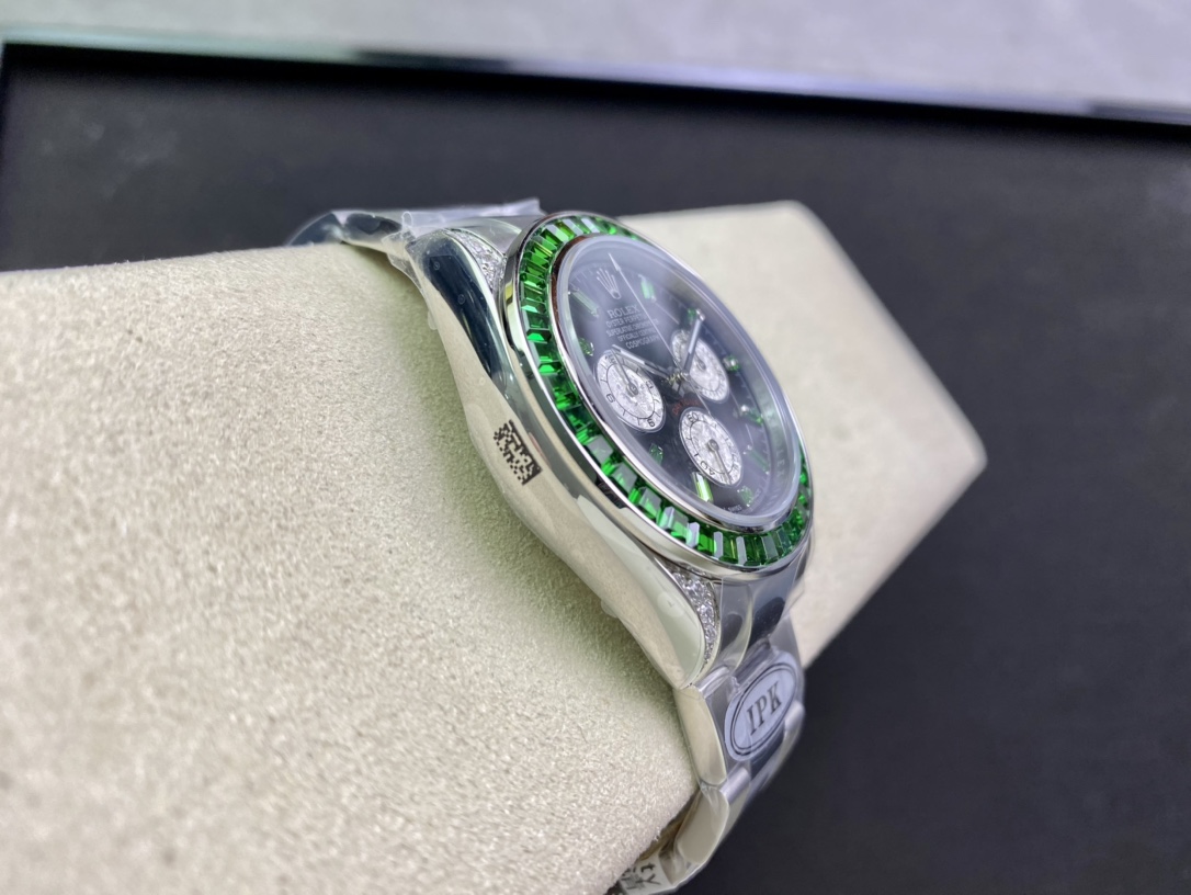 Rolex Daytona-Modified full green diamond-white gold color(1:1 replica) - Top club