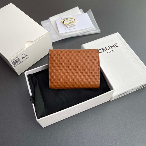 CELINE TRIOMPHE shiny sheep leather embossed wallet
