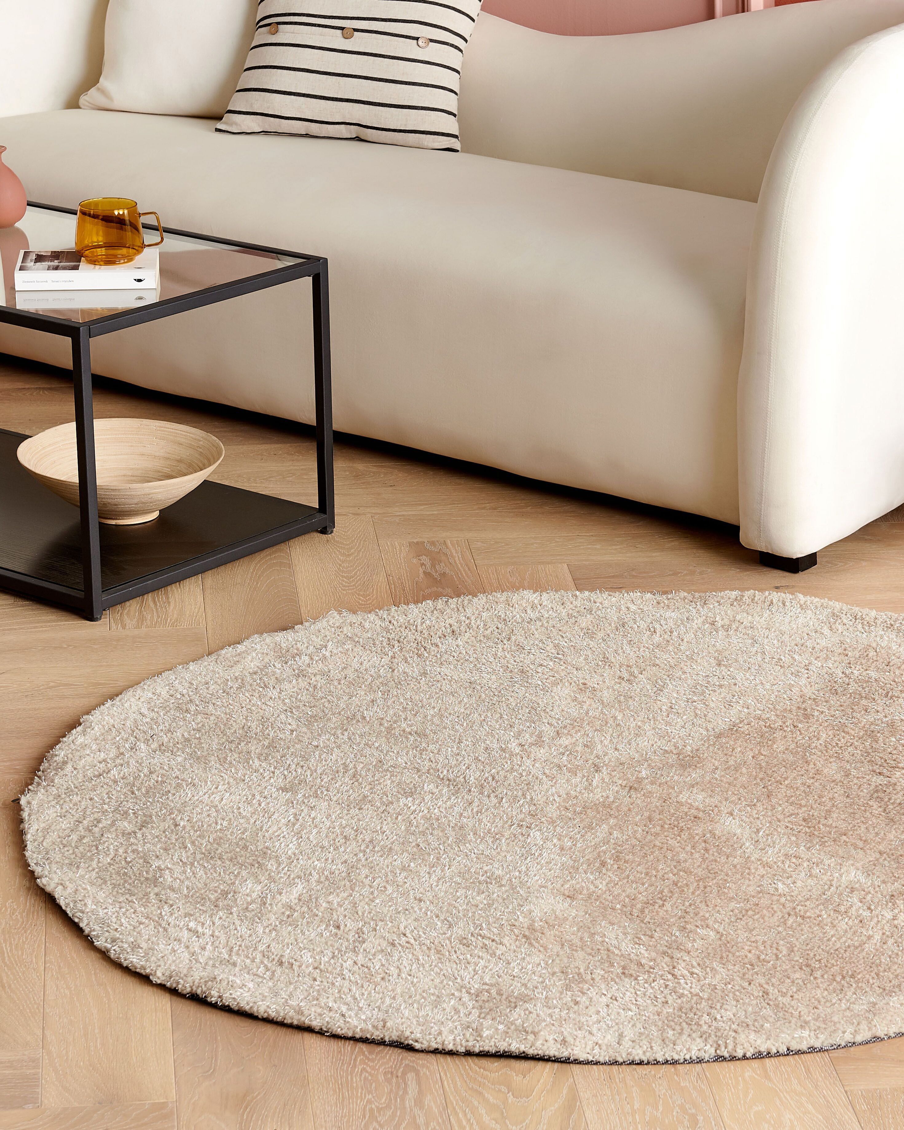 Shaggy Rug DEMRE Beige ø 140 cm