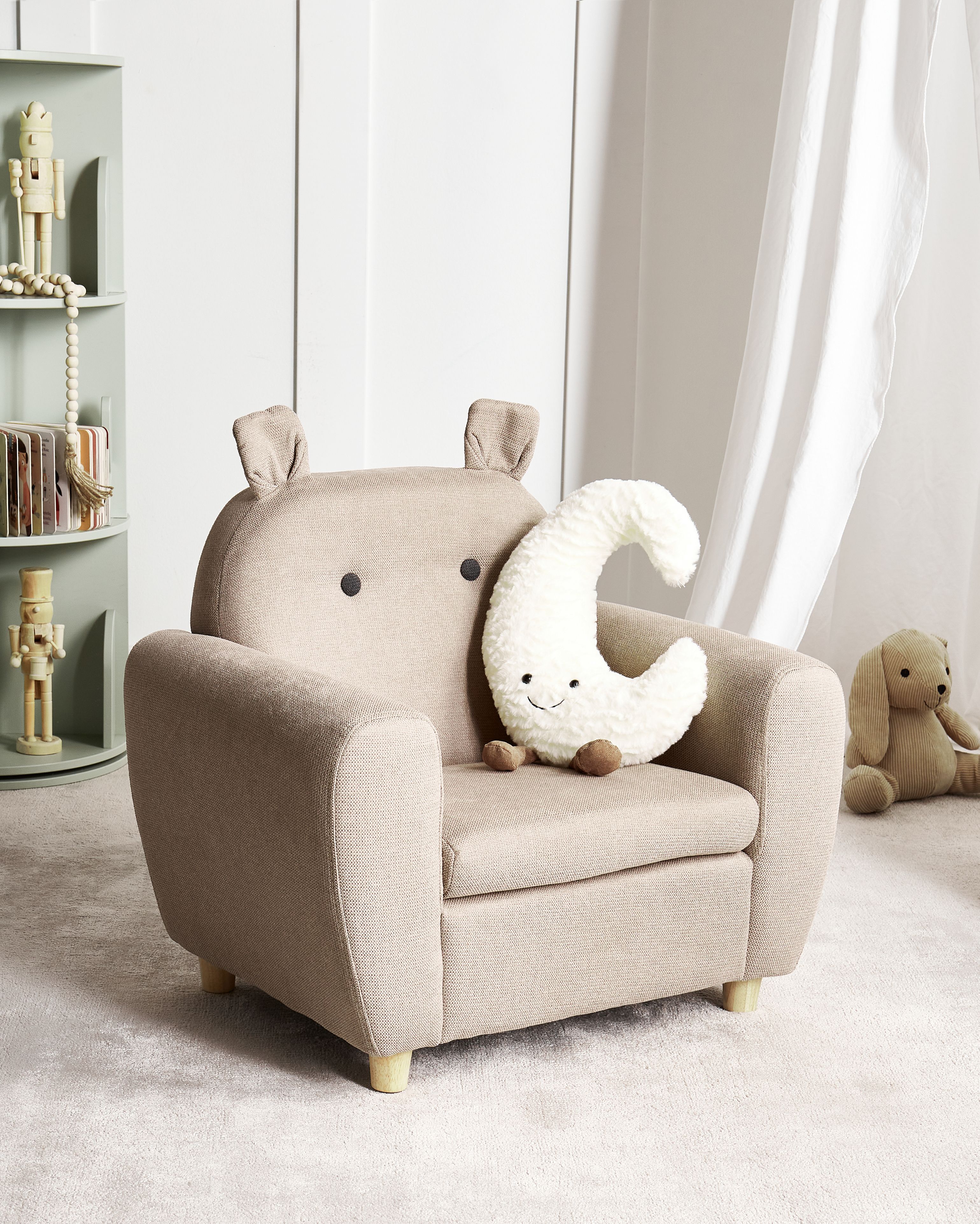 Kids Armchair Hippo MARIBO Fabric Taupe