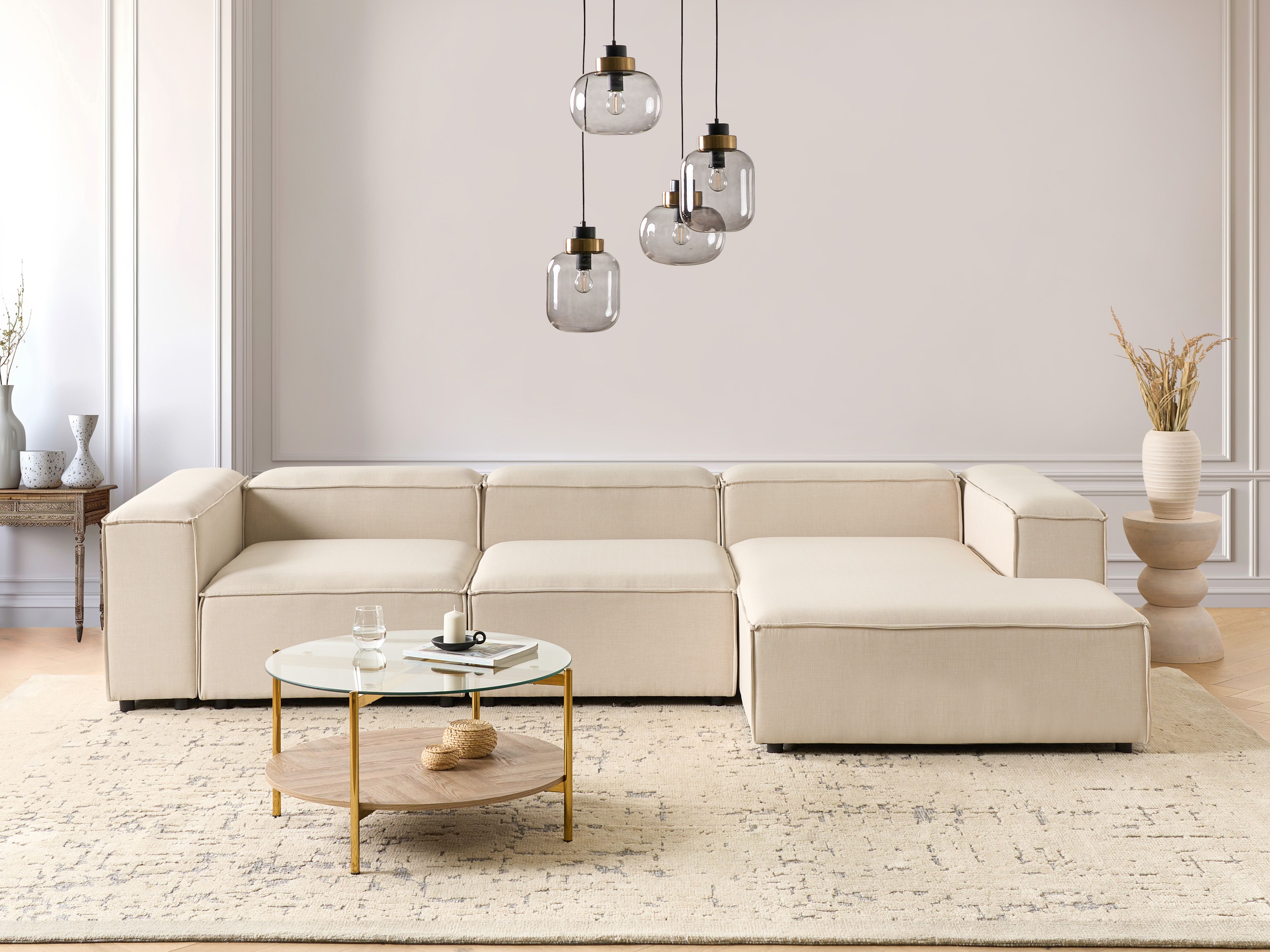 Modular Corner Sofa 4 Seater ARDAL Fabric Beige Left Hand