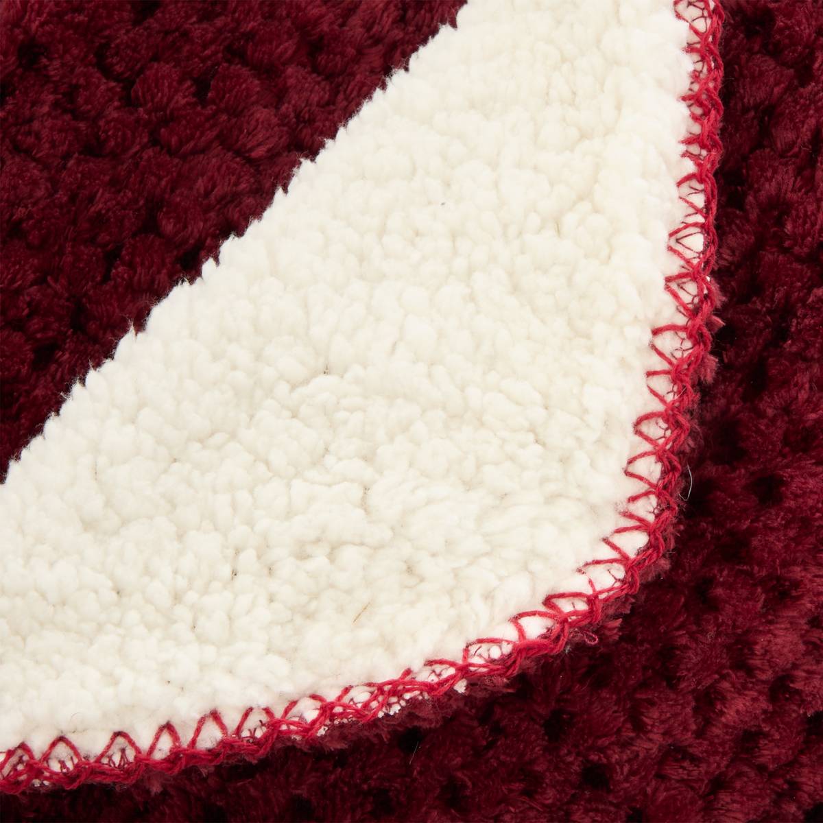 Flannel throw with sherpa effect "Lyno" Garnet Red, 170x130 cm