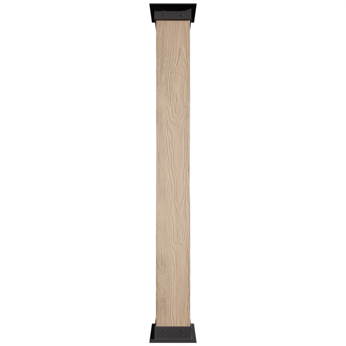 Ekena Millwork 6"W x 5'H Sand Blasted Endurathane Faux Wood Non-Tapered Square Column Wrap with Faux Iron Capital & Base - Image 2