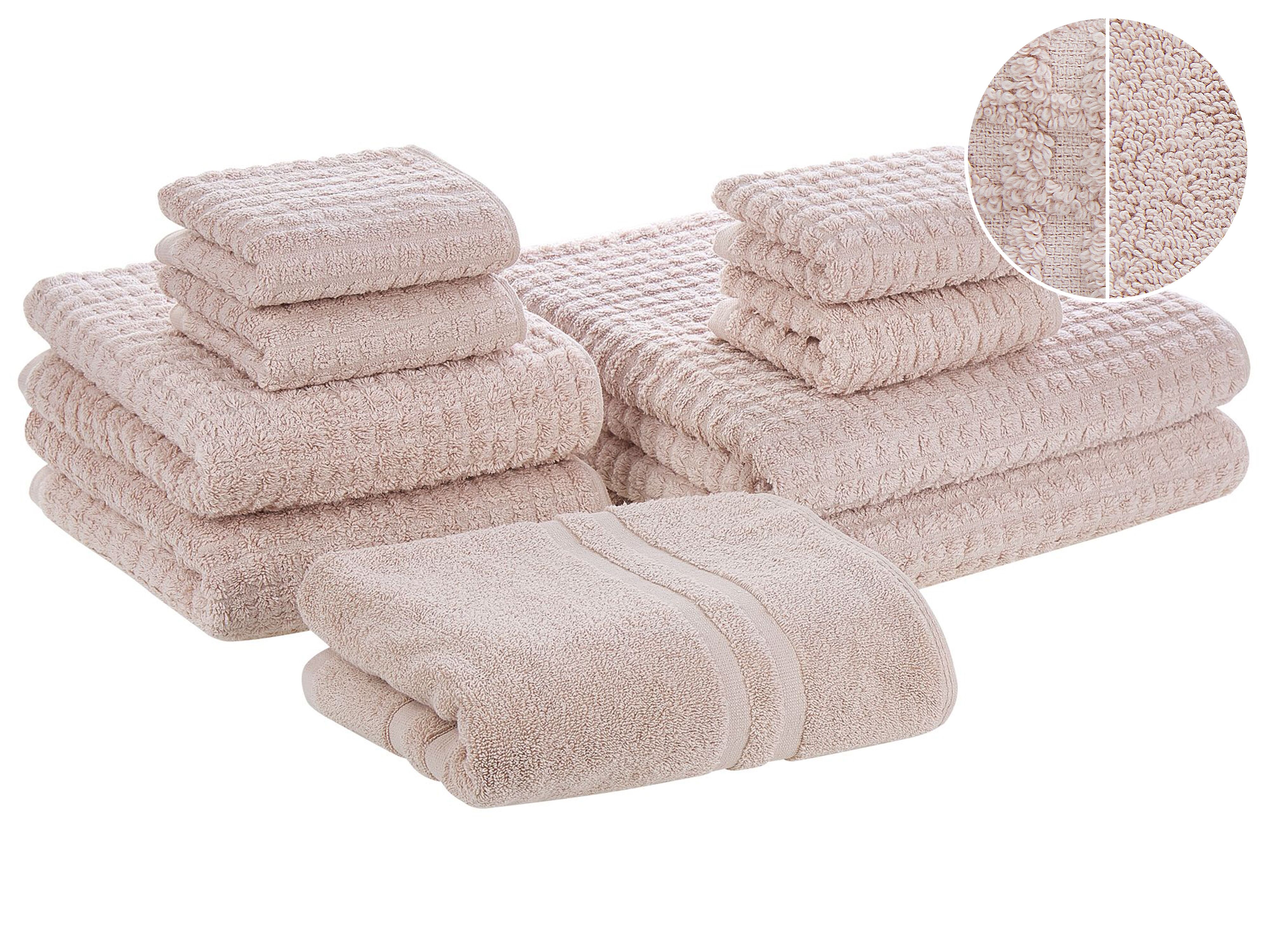 Set of 9 Towels ATAI Cotton Pink