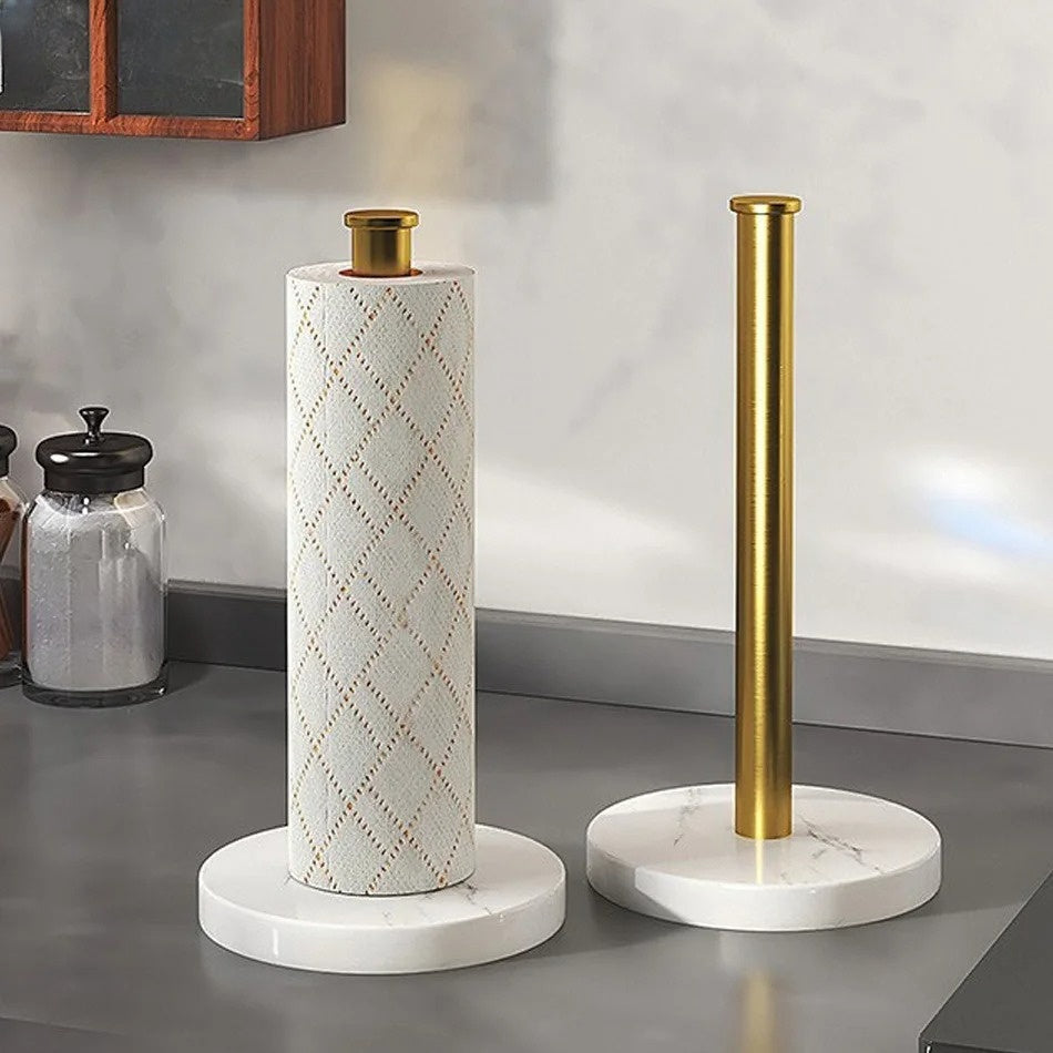 Keukenrolhouder van Marmer en Goud - Stijlvol Design voor Jumbo en Standaard Rollen