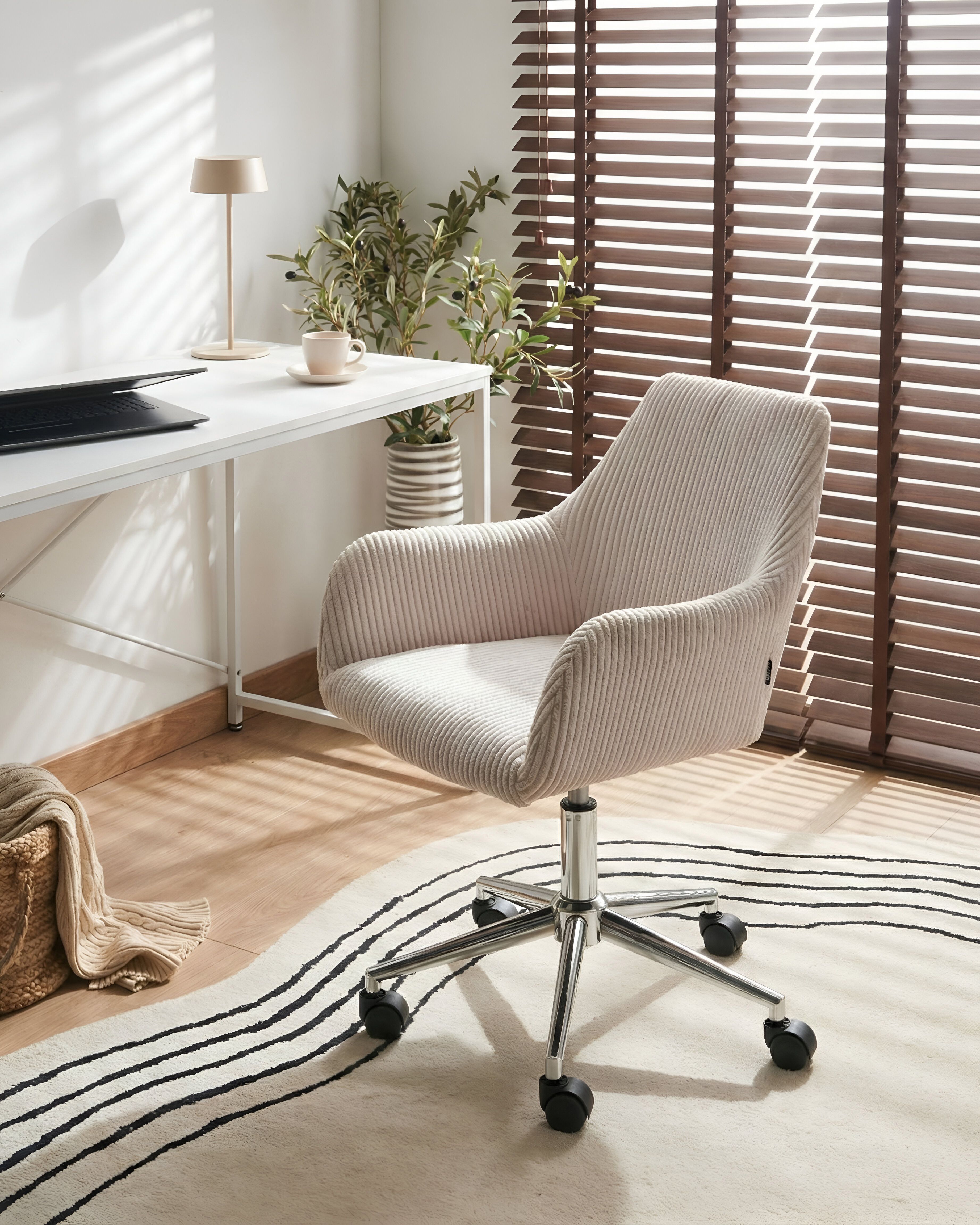 Office Chair WELLSTON Corduroy Light Beige