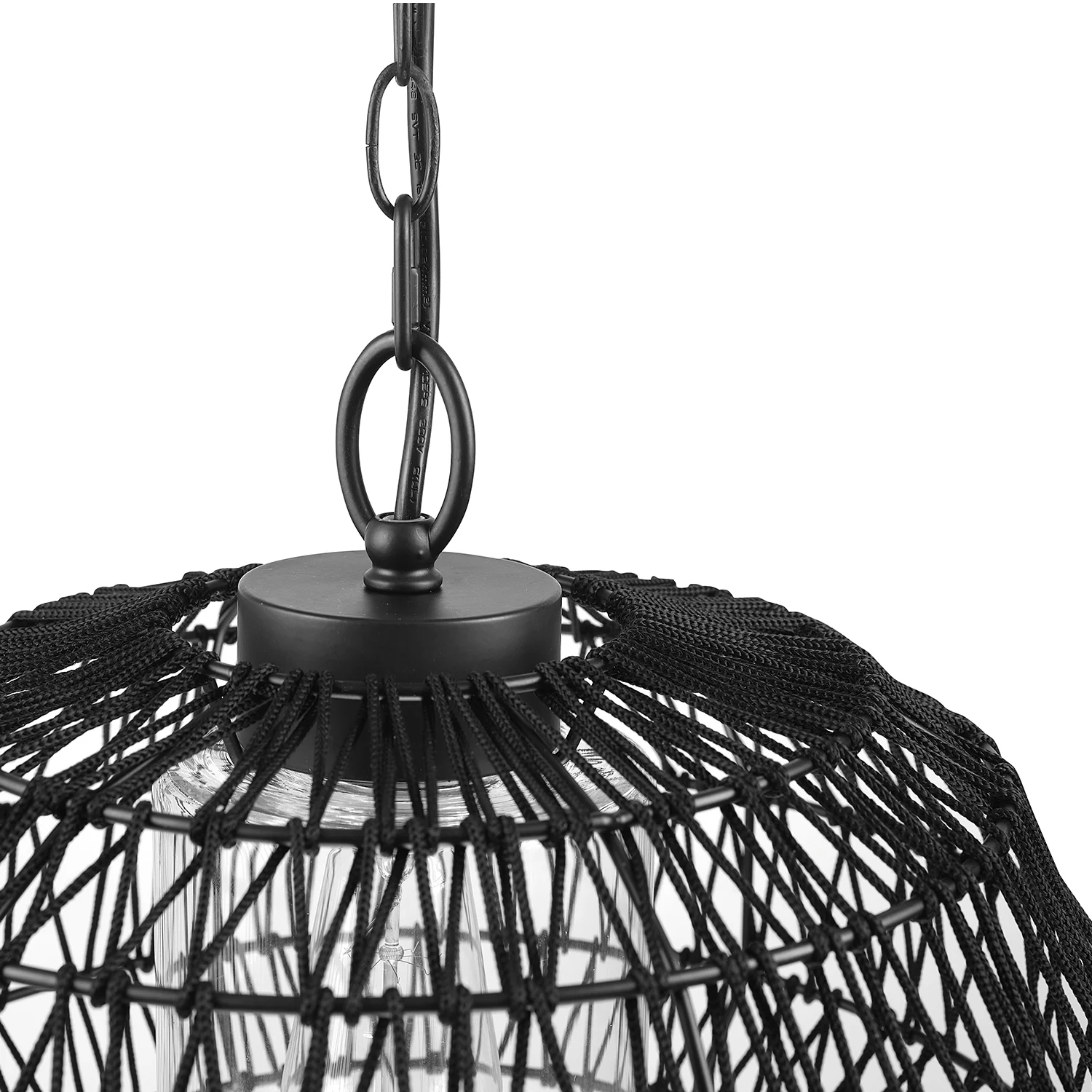 Globe Electric 1 Black Cage Pendant Lights withGlobe Glass