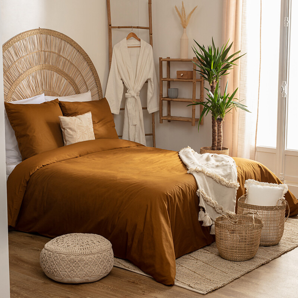 Bed linen set "Landiha" Mustard yellow, 220x240 cm