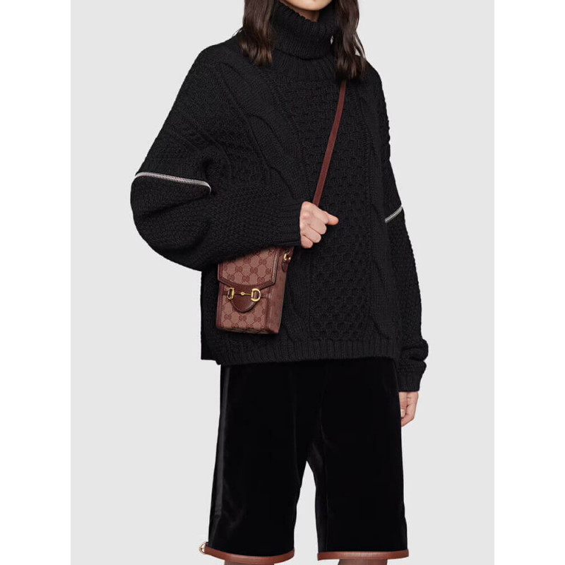 Replica Gucci Horsebit 1955 Mini Bag 625615 In Burgundy Gg Canvas1:1High-quality replica