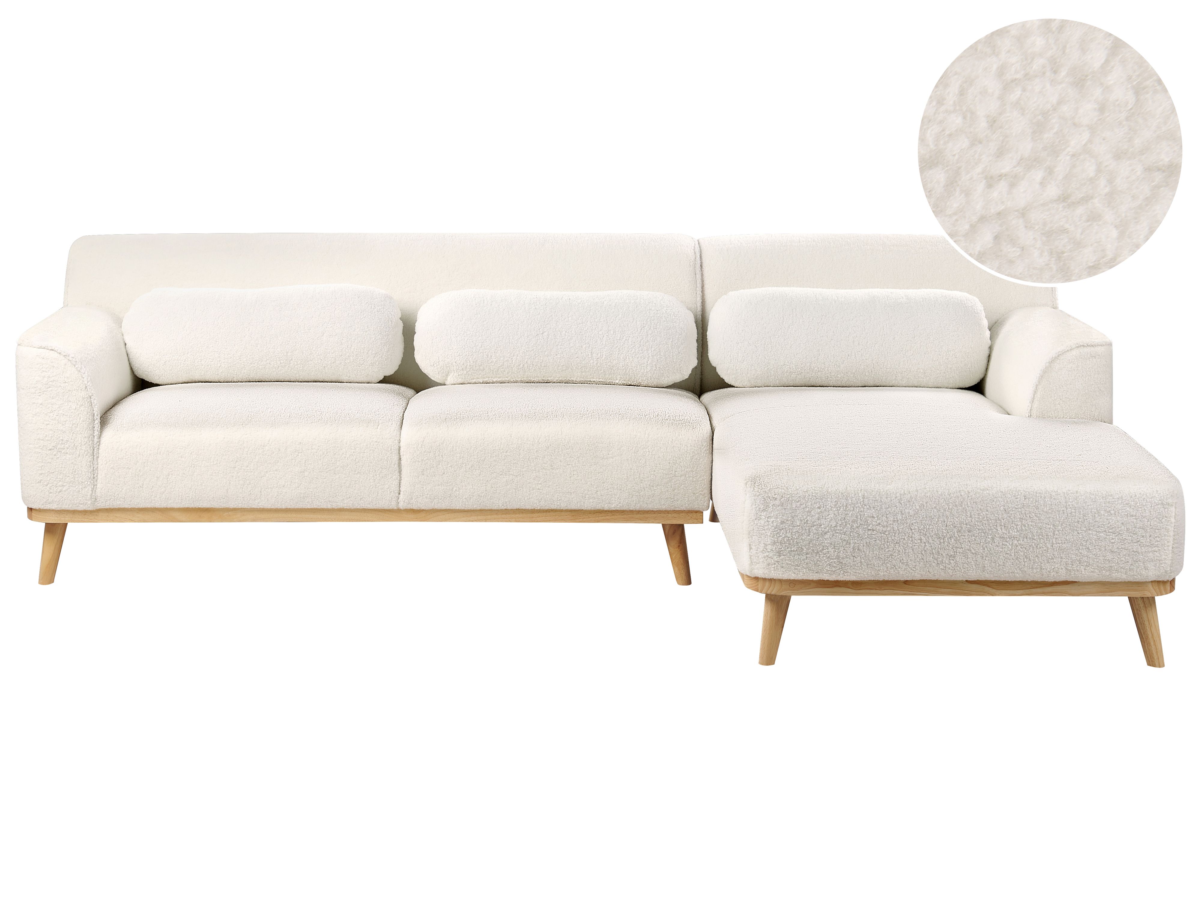 Corner Sofa 3 Seater SIMOS Boucle White Left Hand