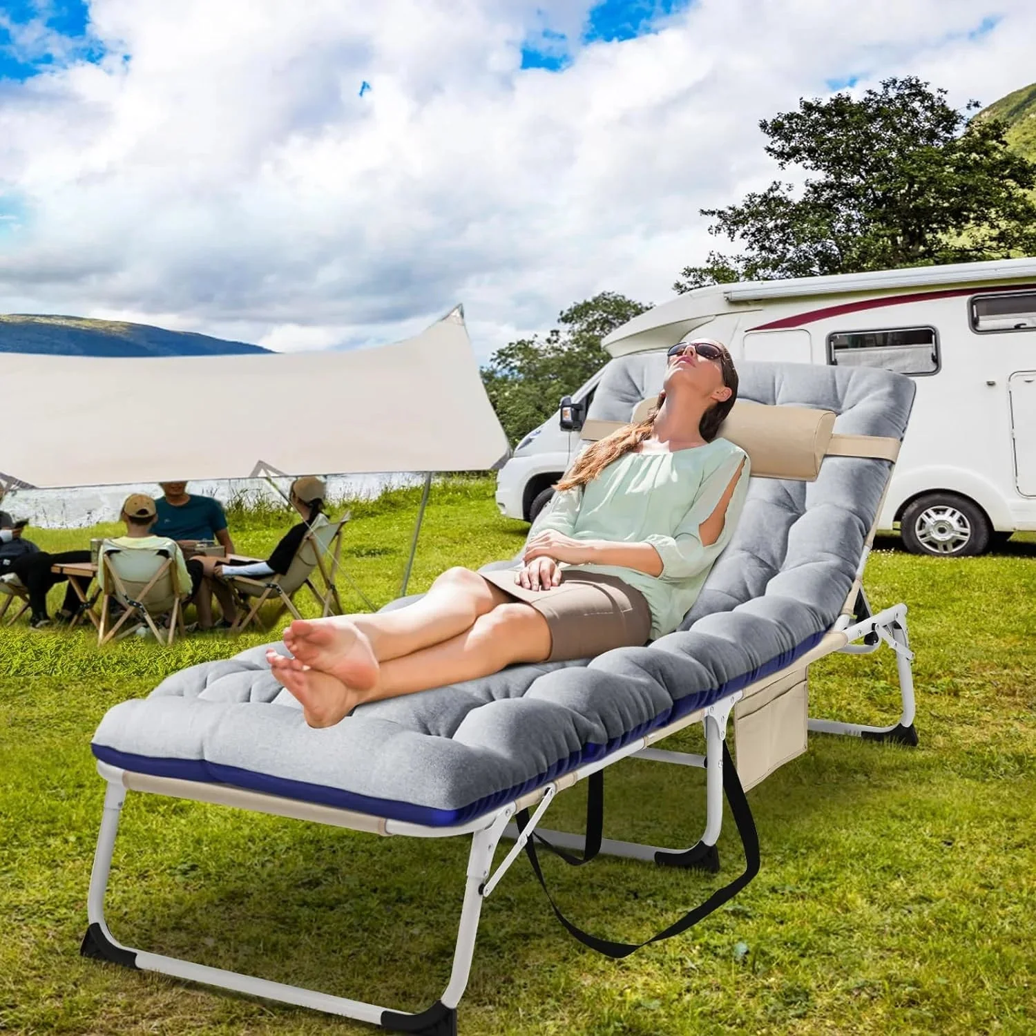 Slsy 5-Position Adjustable Folding Lounge Chair And Cot - 75.2" x 25.6" x 11.8" - Image 137 Slsy 5-Position Adjustable Folding Lounge Chair And Cot - 75.2" x 25.6" x 11.8" - Image 137