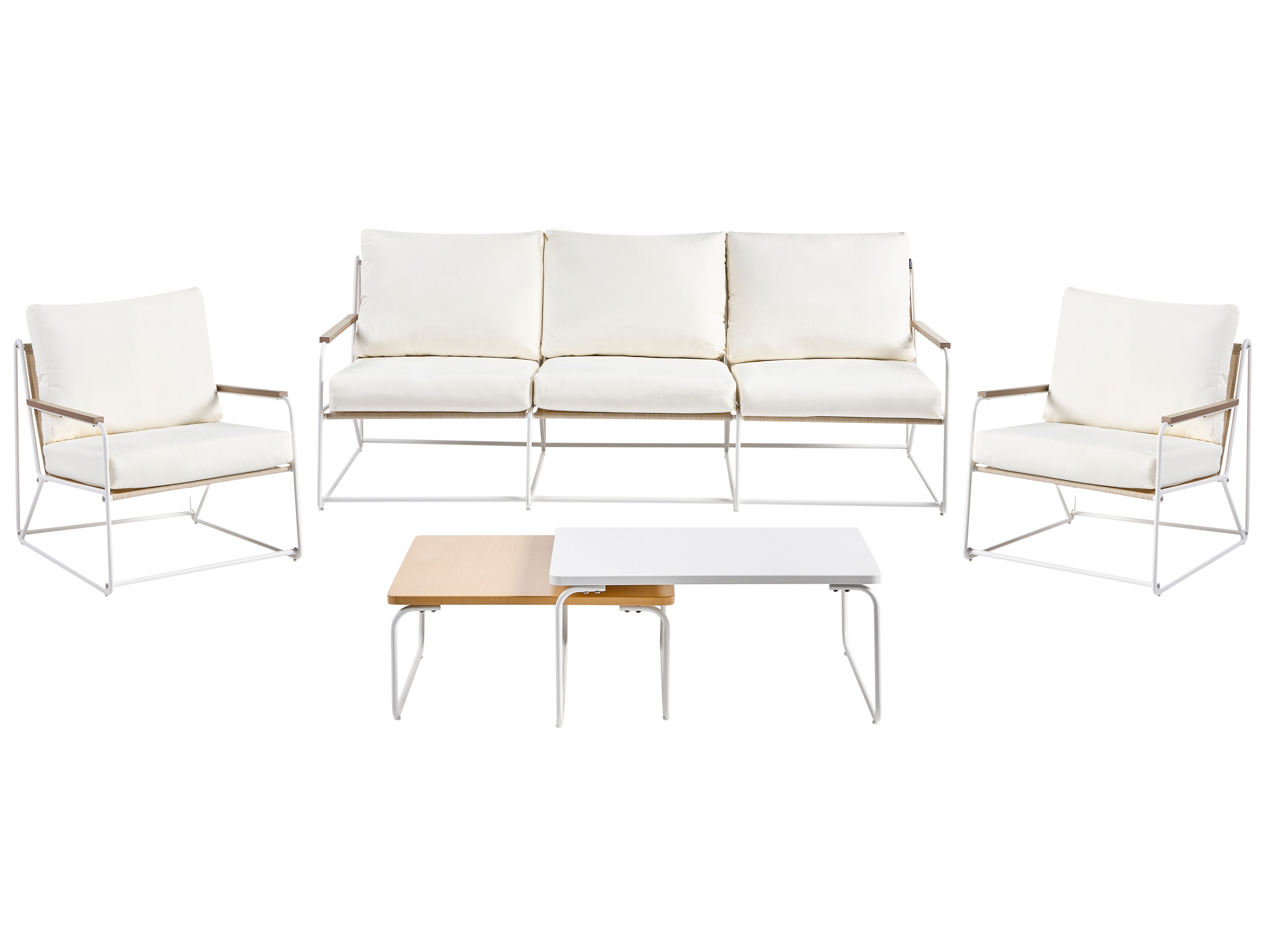 Garden Sofa Set 5 Seater VENARIA with Tables Metal Beige/ White