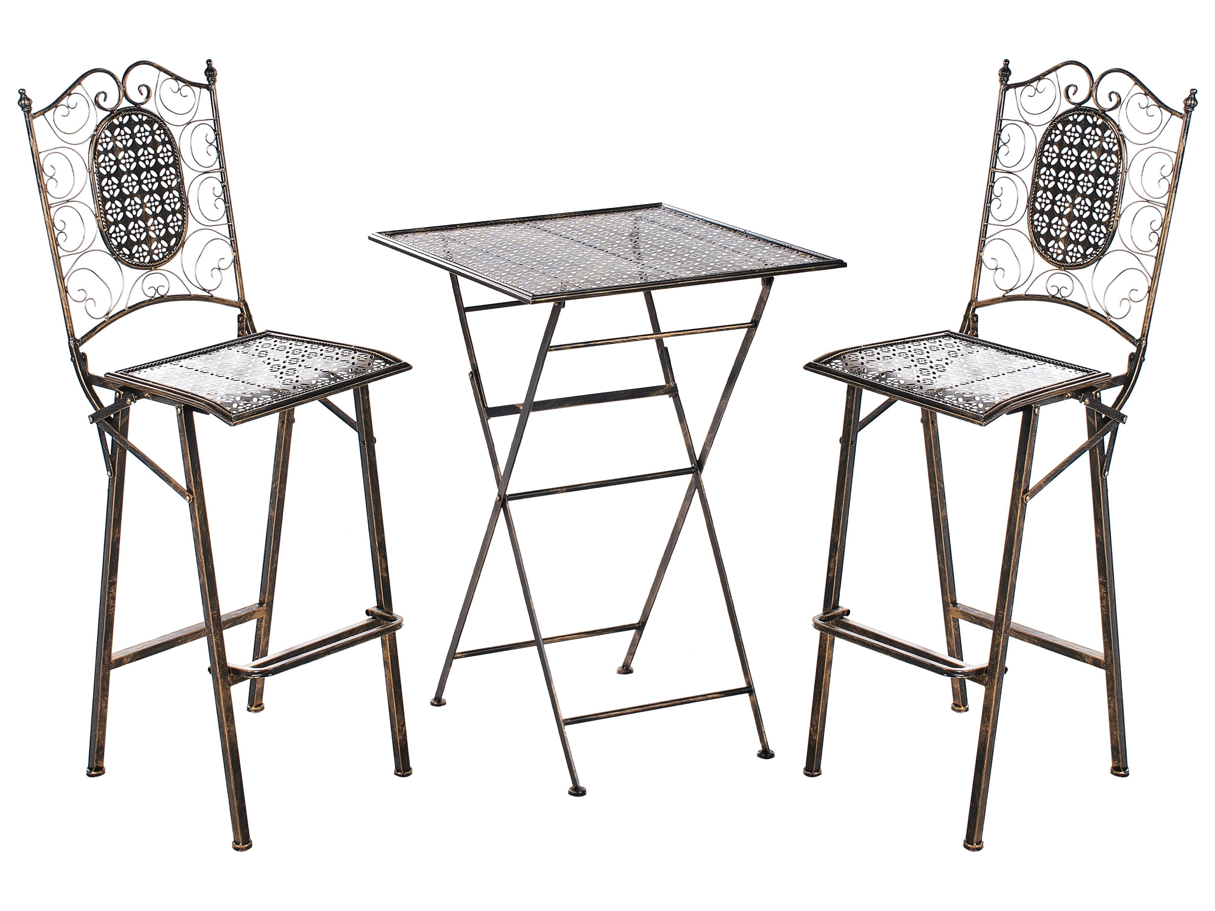 Garden Bar Set Folding BORMIO Metal Black