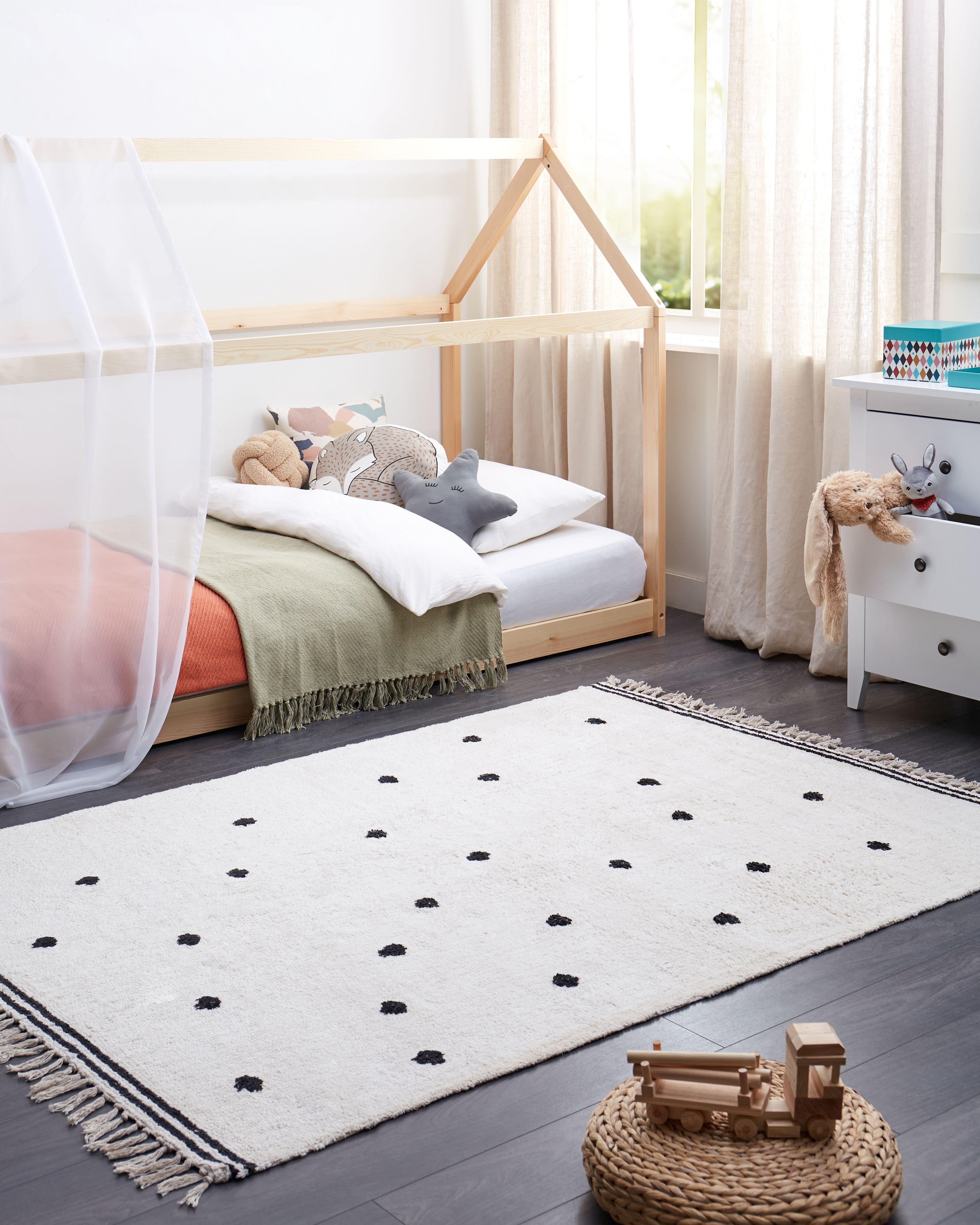 Kids Rug LAZA Off-White 140 x 200 cm Cotton