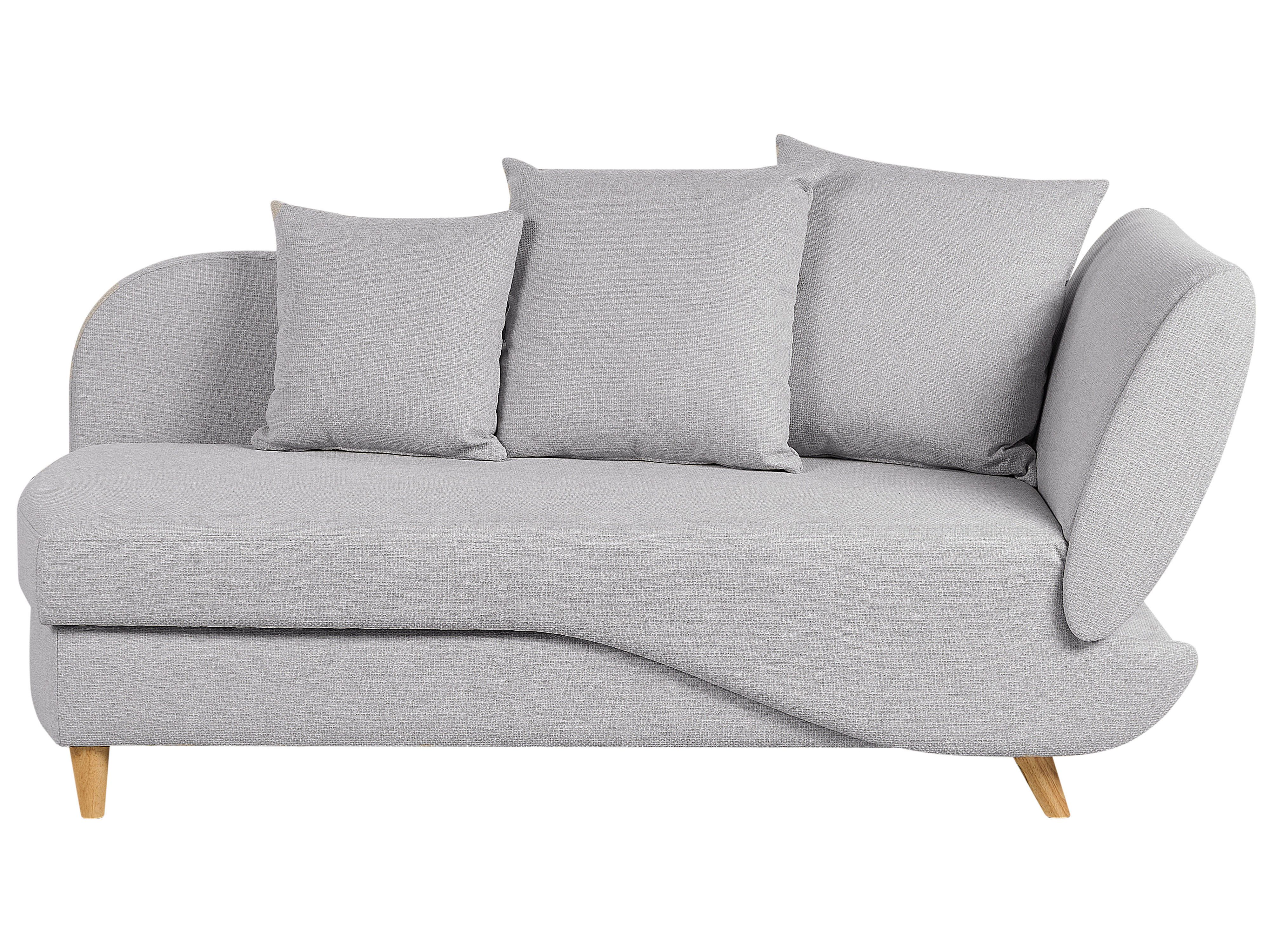 Right-Hand Chaise Lounge MERI Faux Linen Light Grey with Storage