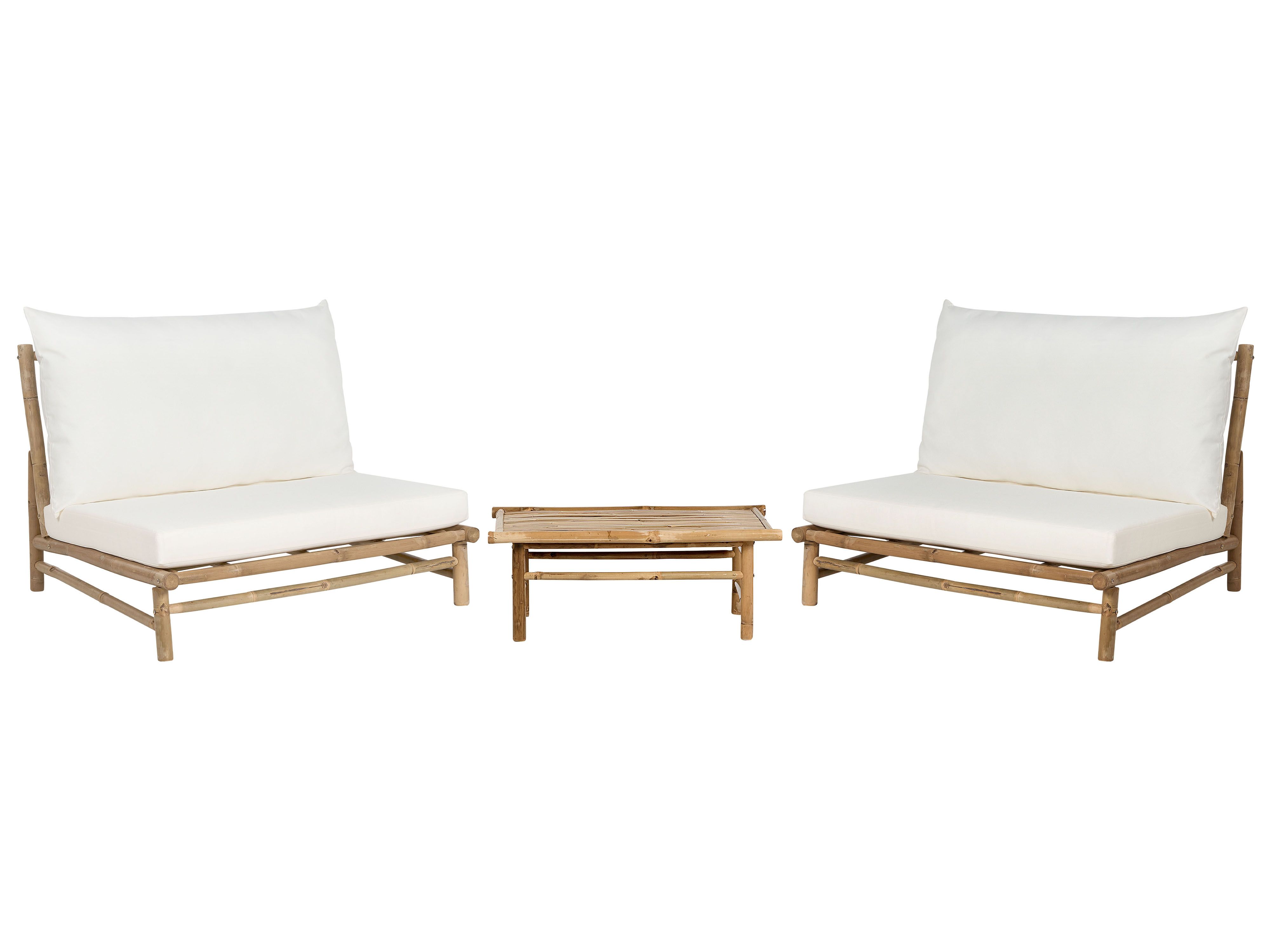 Garden Lounge Set with Table 2 Seater TODI Bamboo Off-White