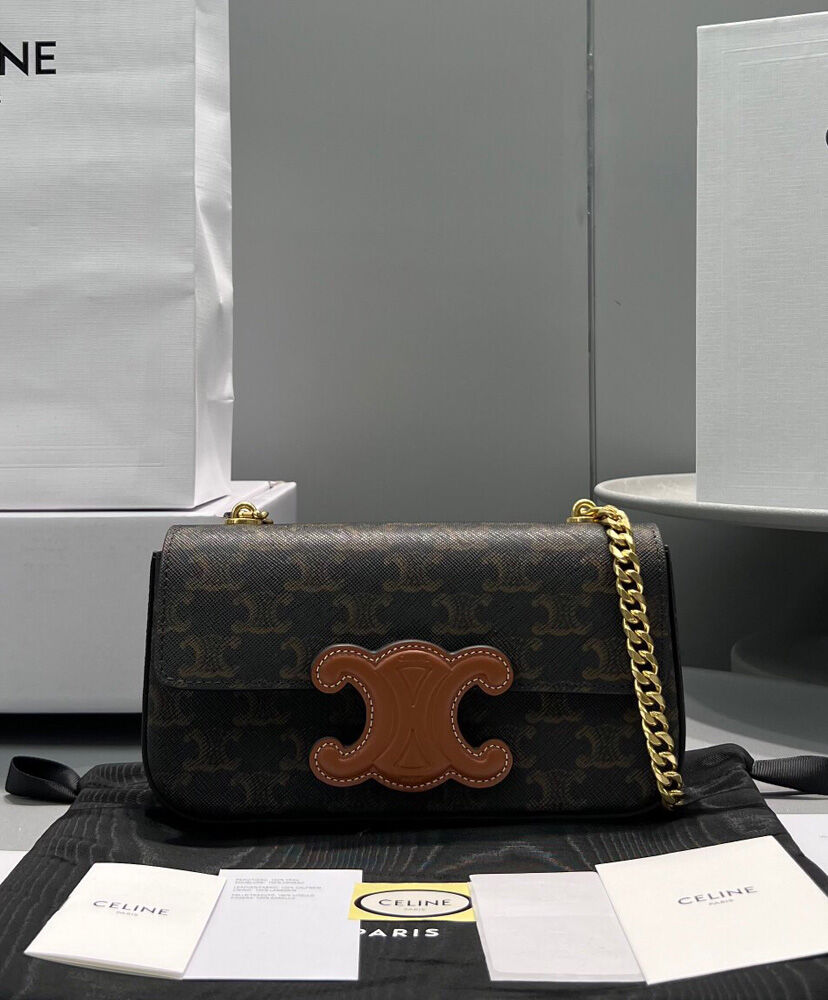 Celine Chain Shoulder Bag Cuir Triomphe 199242 Henna1:1High-quality replica