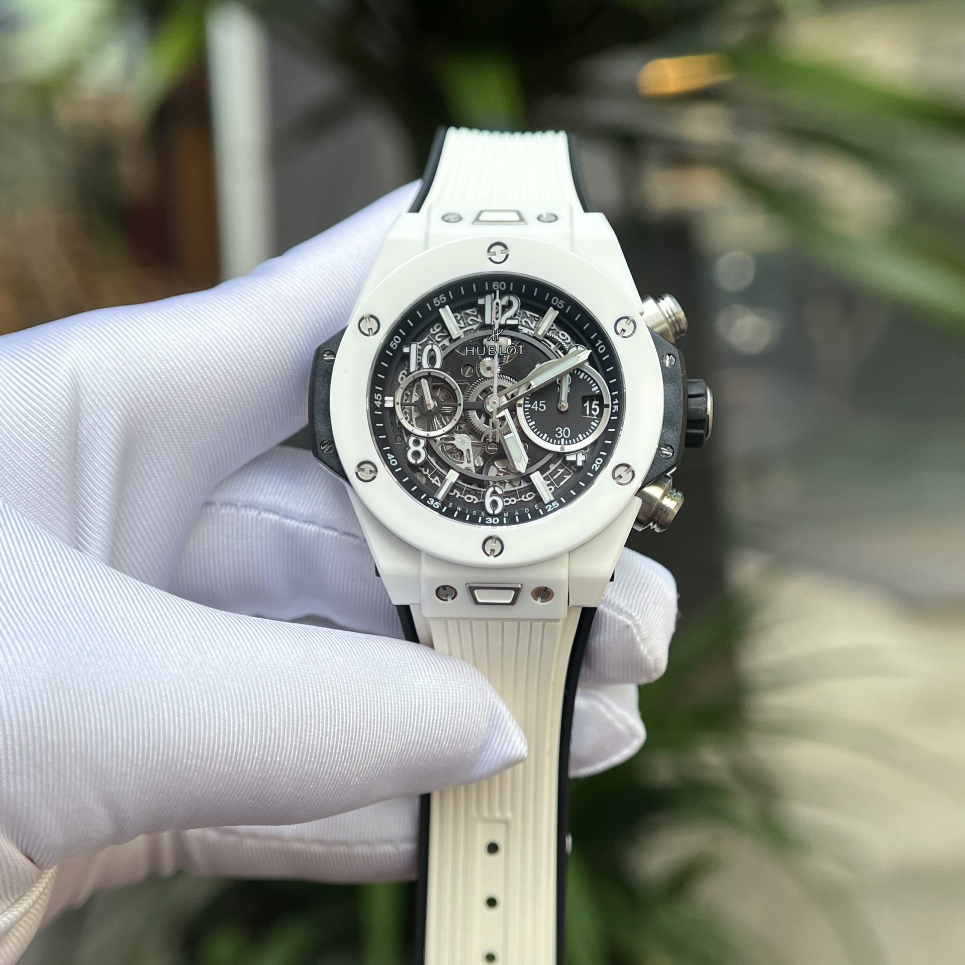 Hublot Best Replica Watch Big Bang Unico White Ceramic Rubber Strap BBF Factory 42mm - Elite Watch Atelier