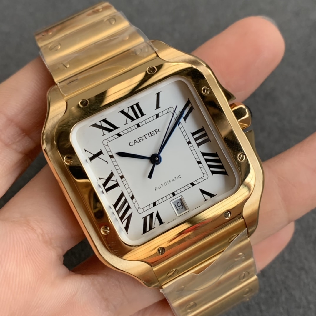 Fake cartier watch Santos large model mechanical movement Santos De Cartier Large Yellow Gold WGSA0029 GF(1:1 replica) - Top club