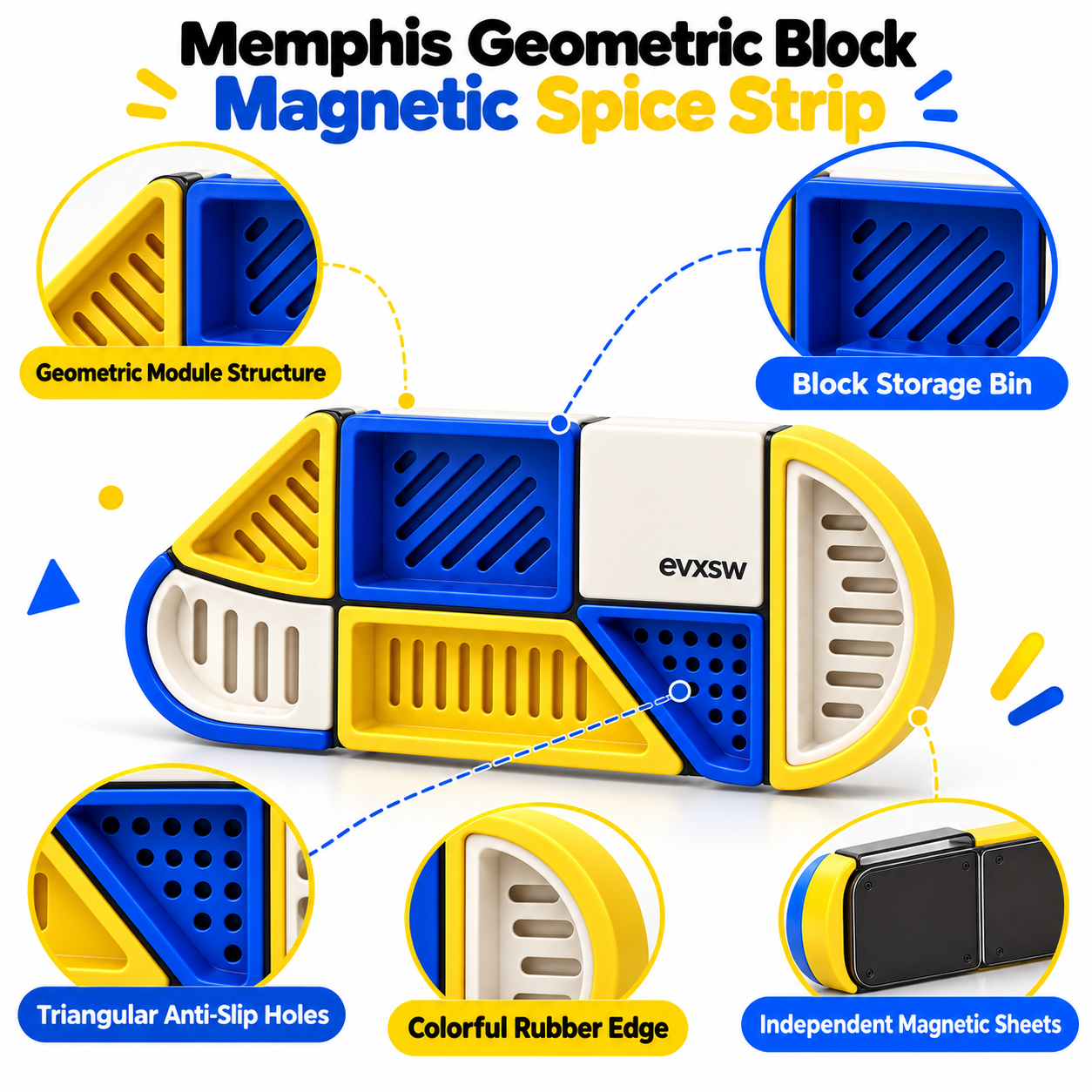 Memphis Geometric Block Magnetic Spice Strip