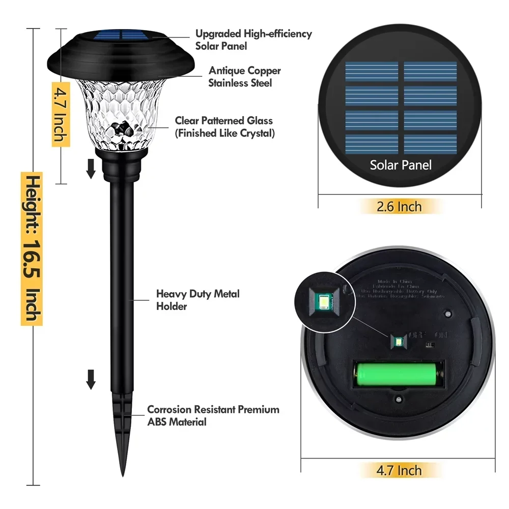 Solar Garden Landscape Lights, 8 Pack - Waterproof Glass Stainless Steel Auto-On/Off - Image 6 Solar Garden Landscape Lights, 8 Pack - Waterproof Glass Stainless Steel Auto-On/Off - Image 6