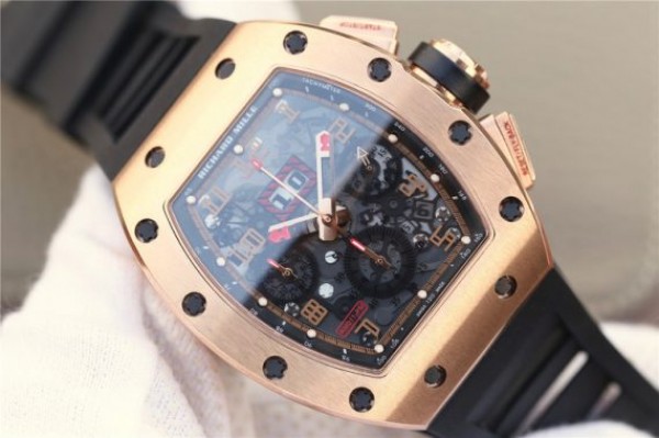 Replica Richard Mille RM011 Felipe Massa Chrono RG Skeleton Dial Black Inner Bezel Black Rubber Strap A7750 - Top club