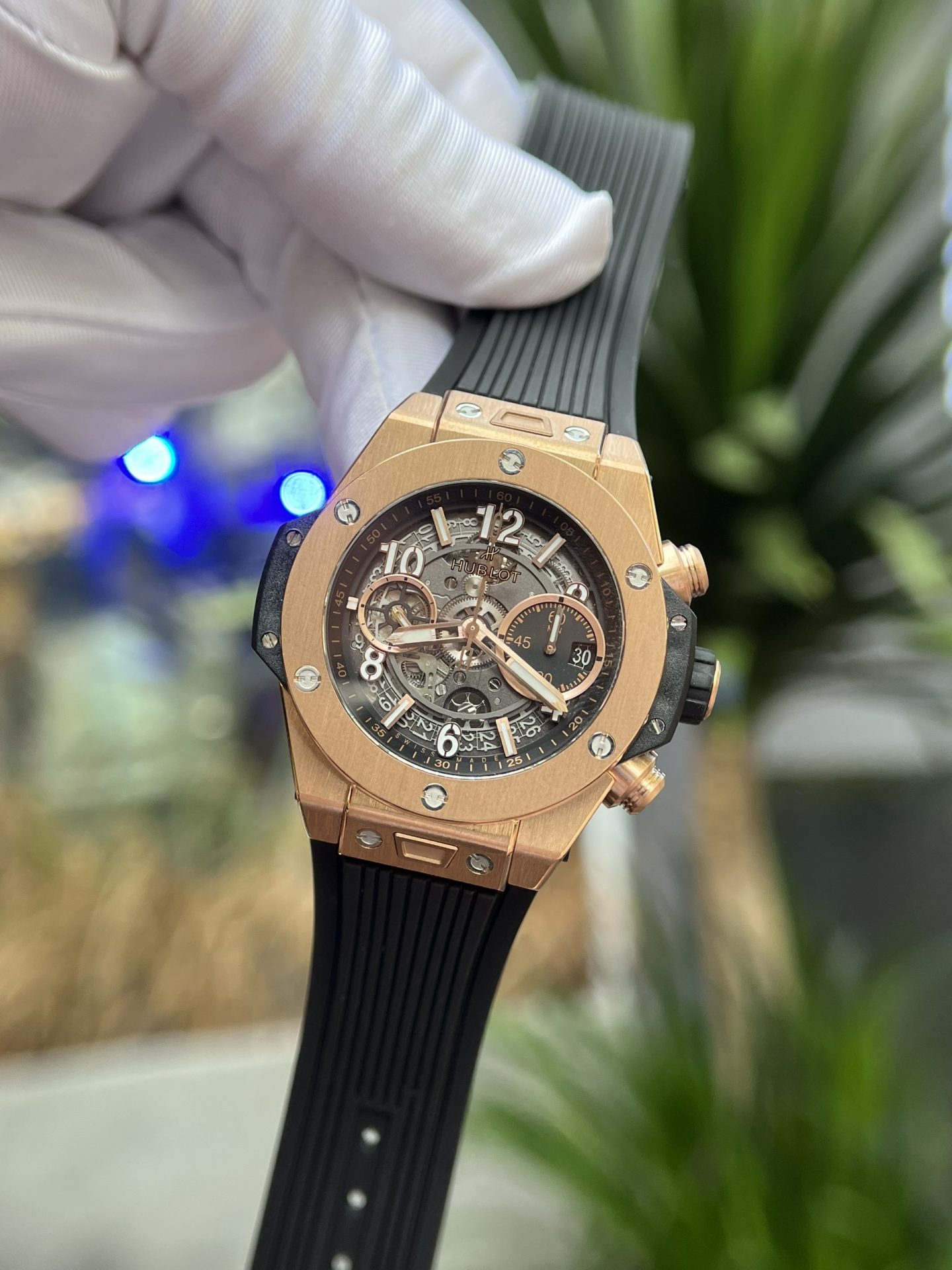 Hublot Replica Watch Big Bang Unico King Gold Rubber Strap BBF Factory 42mm - Elite Watch Atelier