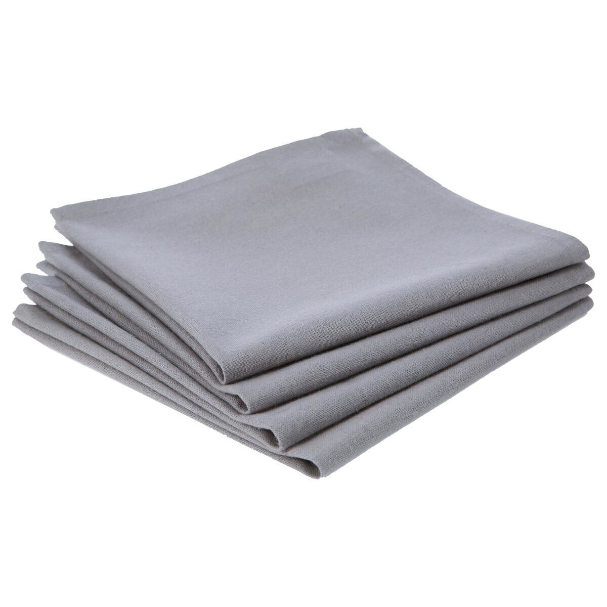 Set of 4 napkins, cotton Grey, 40x40 cm