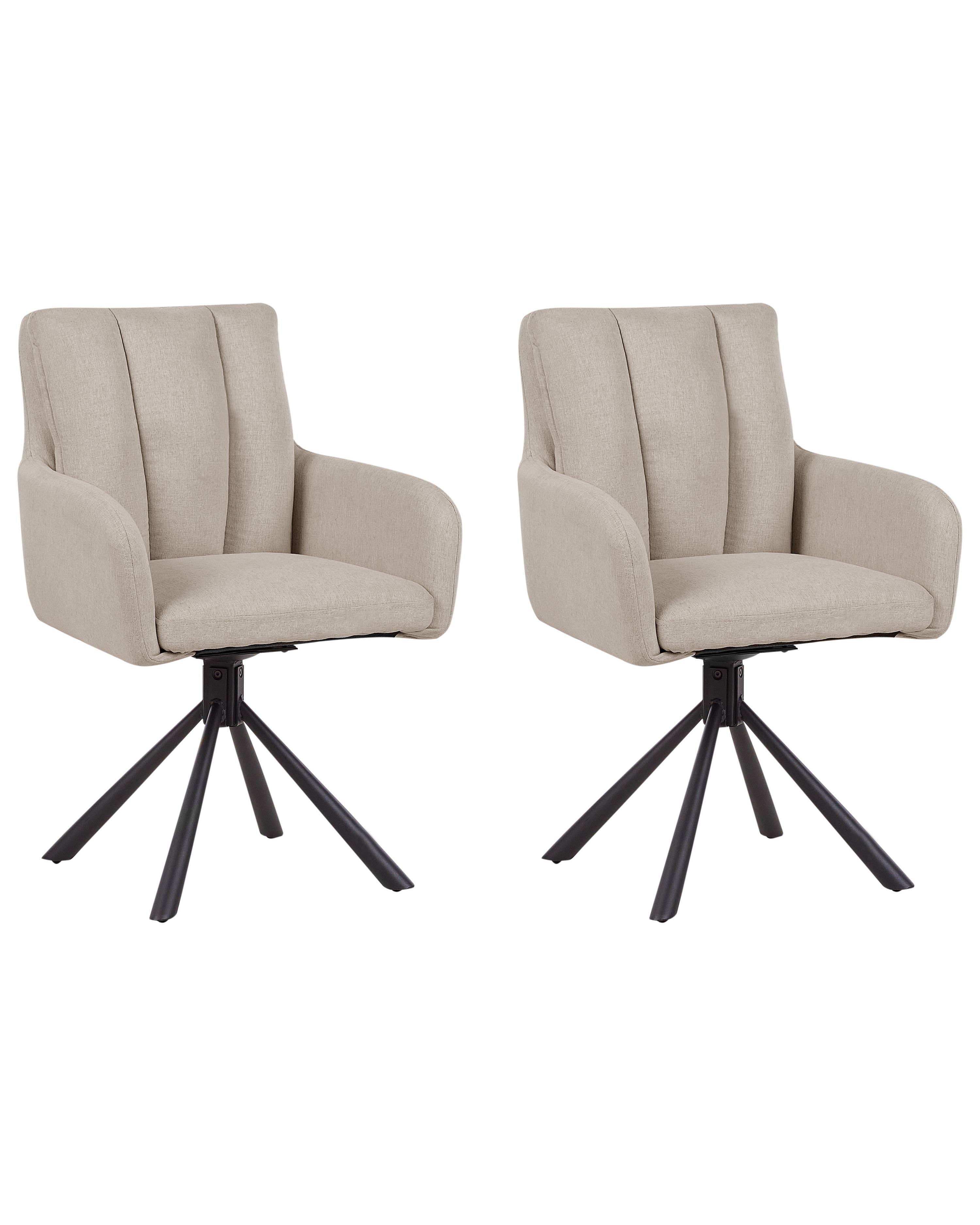 Set of 2 Dining Chairs Swivel SARDOAL Fabric Taupe