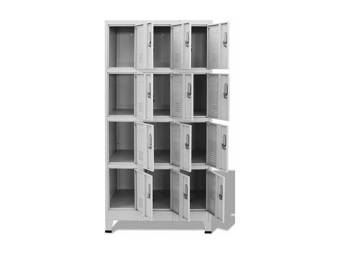 Armoire de bureau 12 portes métal gris Brook