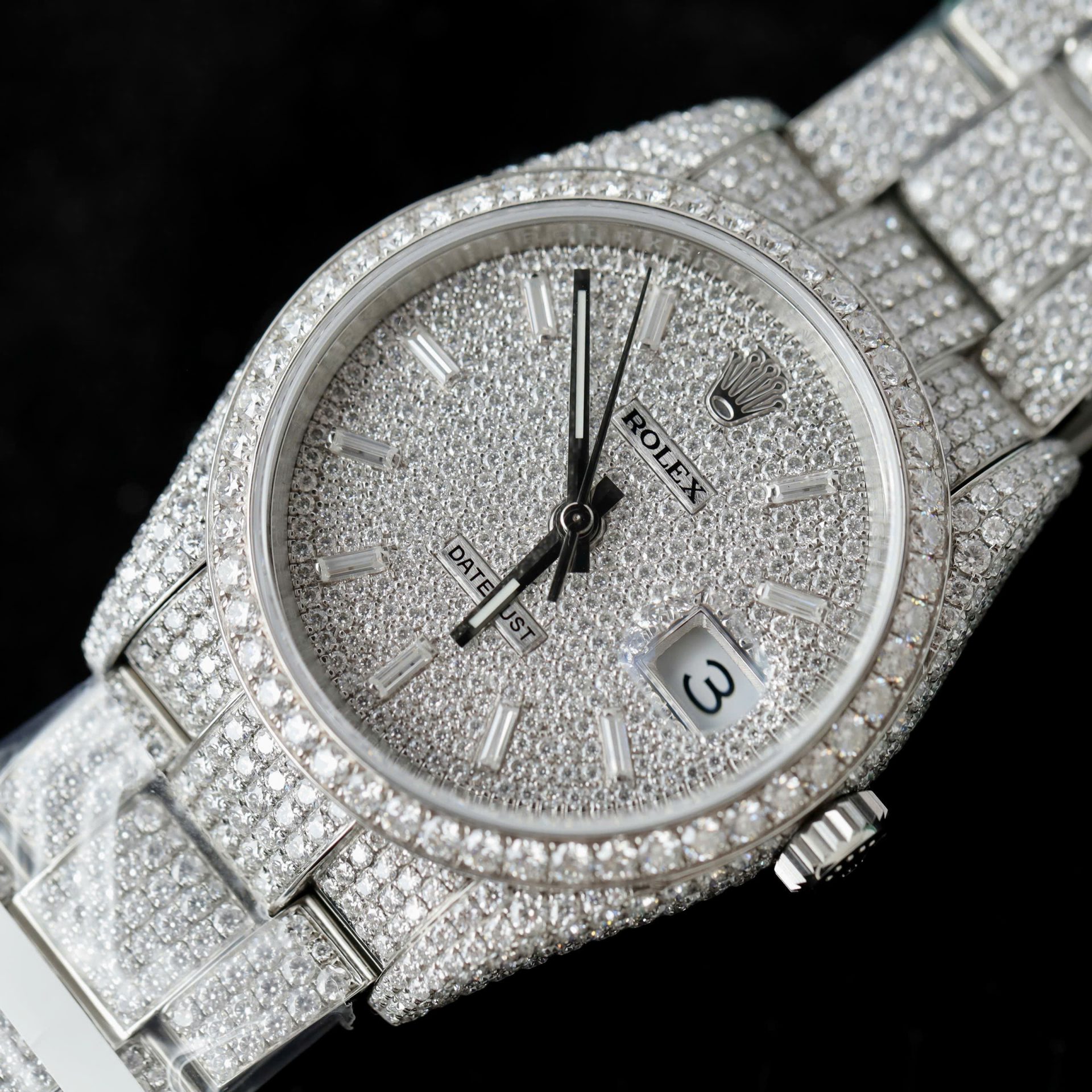 Rolex DateJust Replica Watch Diamonds Moissanite Hong Kong Custom 36mm - Elite Watch Atelier