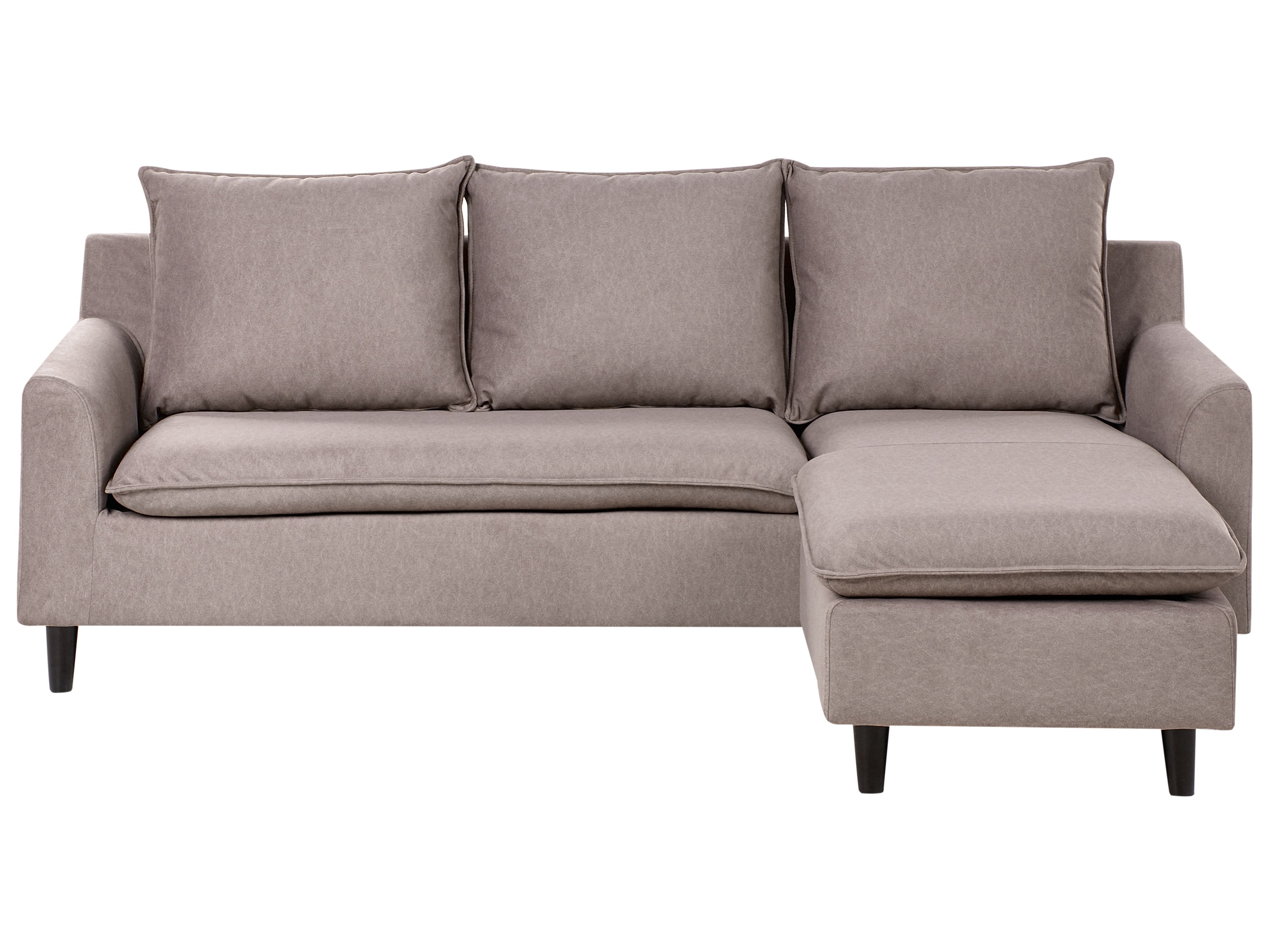 Corner Sofa 3 Seater ELVENES Fabric Taupe Left Hand