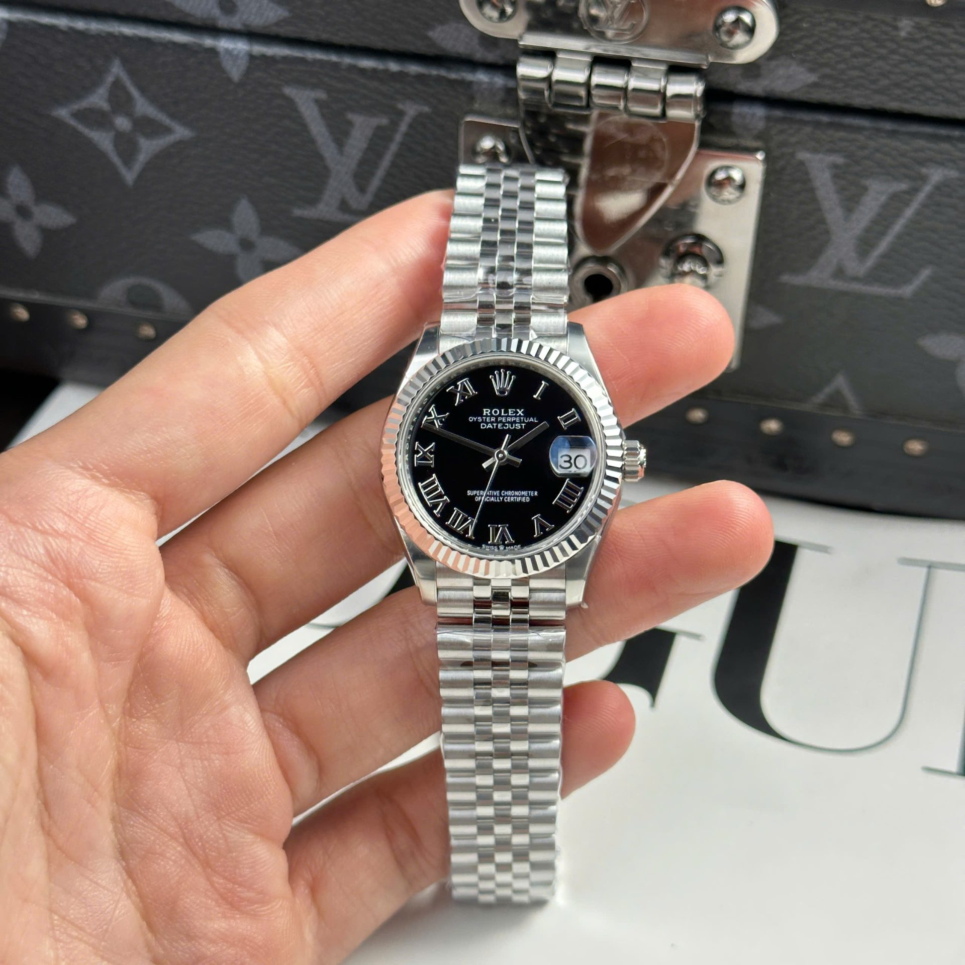 Rolex DateJust Replica 11 Watch Dial Black Jubilee Strap THB Factory 31mm - Elite Watch Atelier