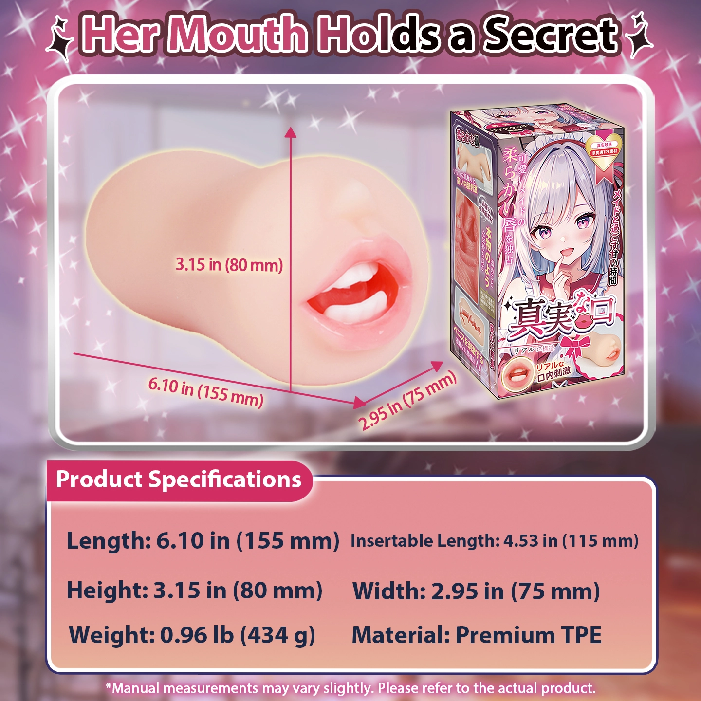 Dr.YUU Oral Masturbator Specs with 0.96 lb Weight Manual Closed-End Mouth Stroker