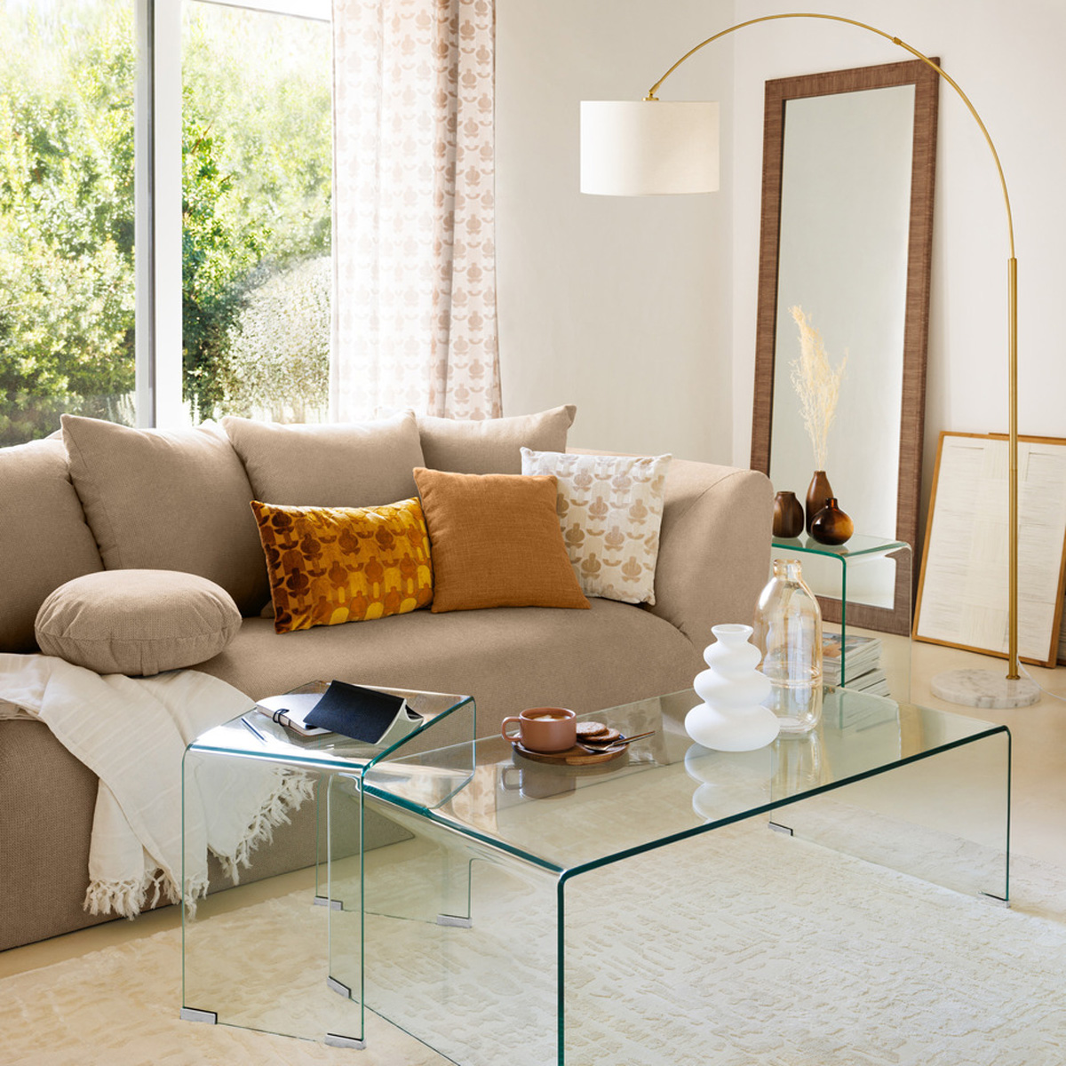 Rug "Row" Recycled material, Warm White, 150x200 cm