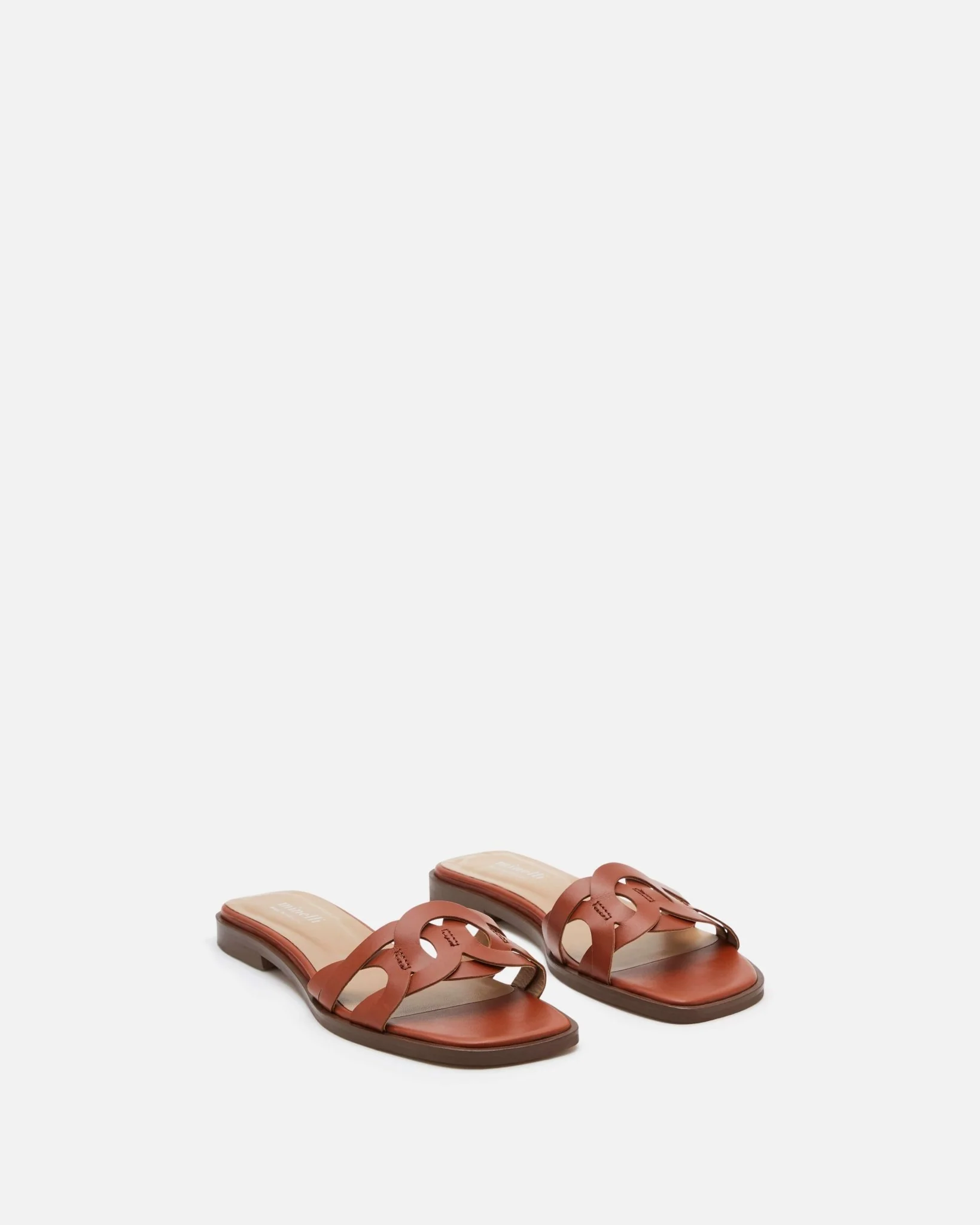 MULES ELIRIA - En cuir à brides entrelacées cognac